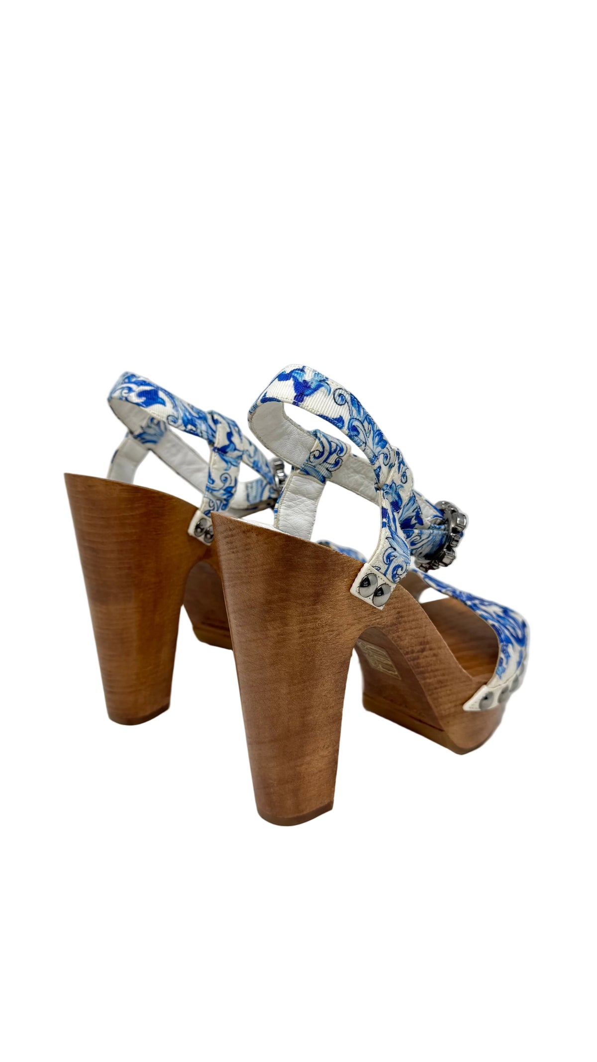 Dolce & Gabbana PRE OWNED Platform Sandals Floral Blue White