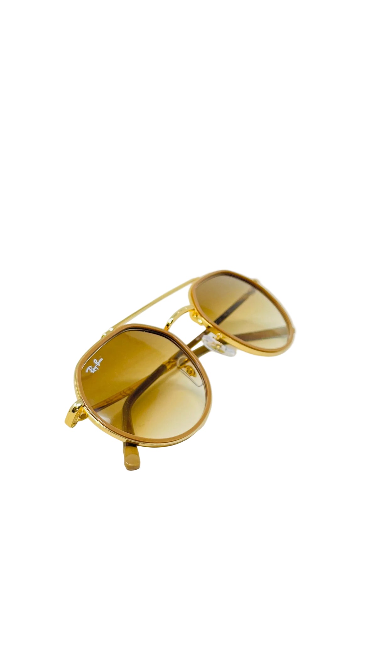 Ray-Ban Round Double Bridge Sunglasses PRE OWNED Gold Gradient
