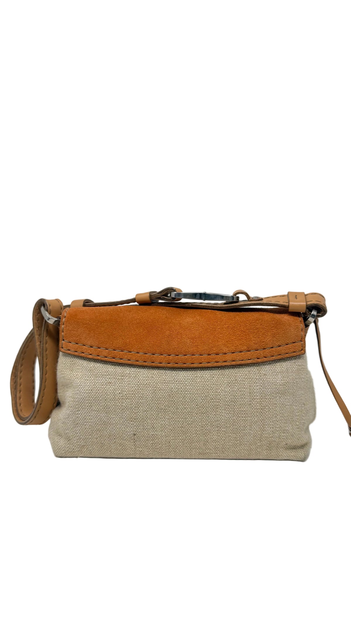 Tod's PRE OWNED Mini Shoulder Bag Canvas & Suede Orange Camel