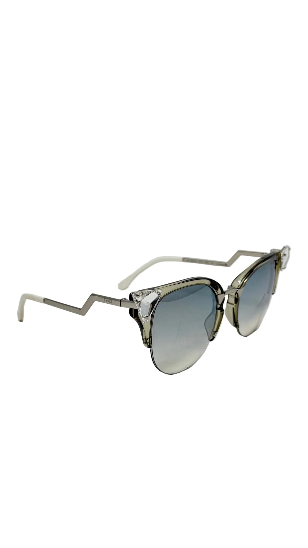 Fendi Sunglasses PRE OWNED Cat Eye Mirrored Silver