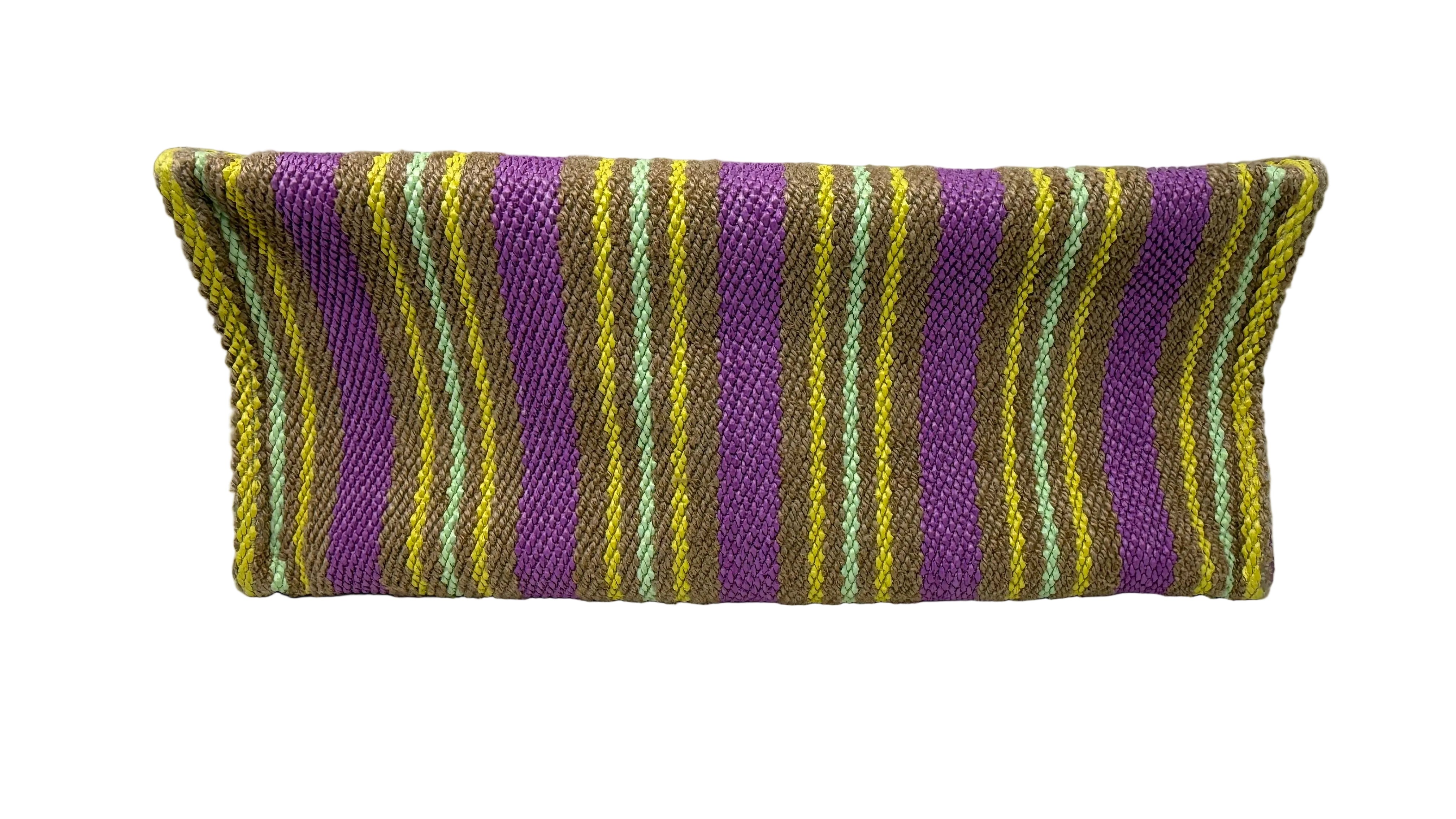 Gucci Jute Tote Multicolored Striped Leather