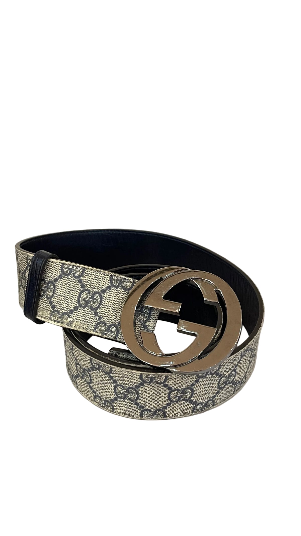 Gucci GG Supreme Interlocking G Belt — Unisex / Gunmetal