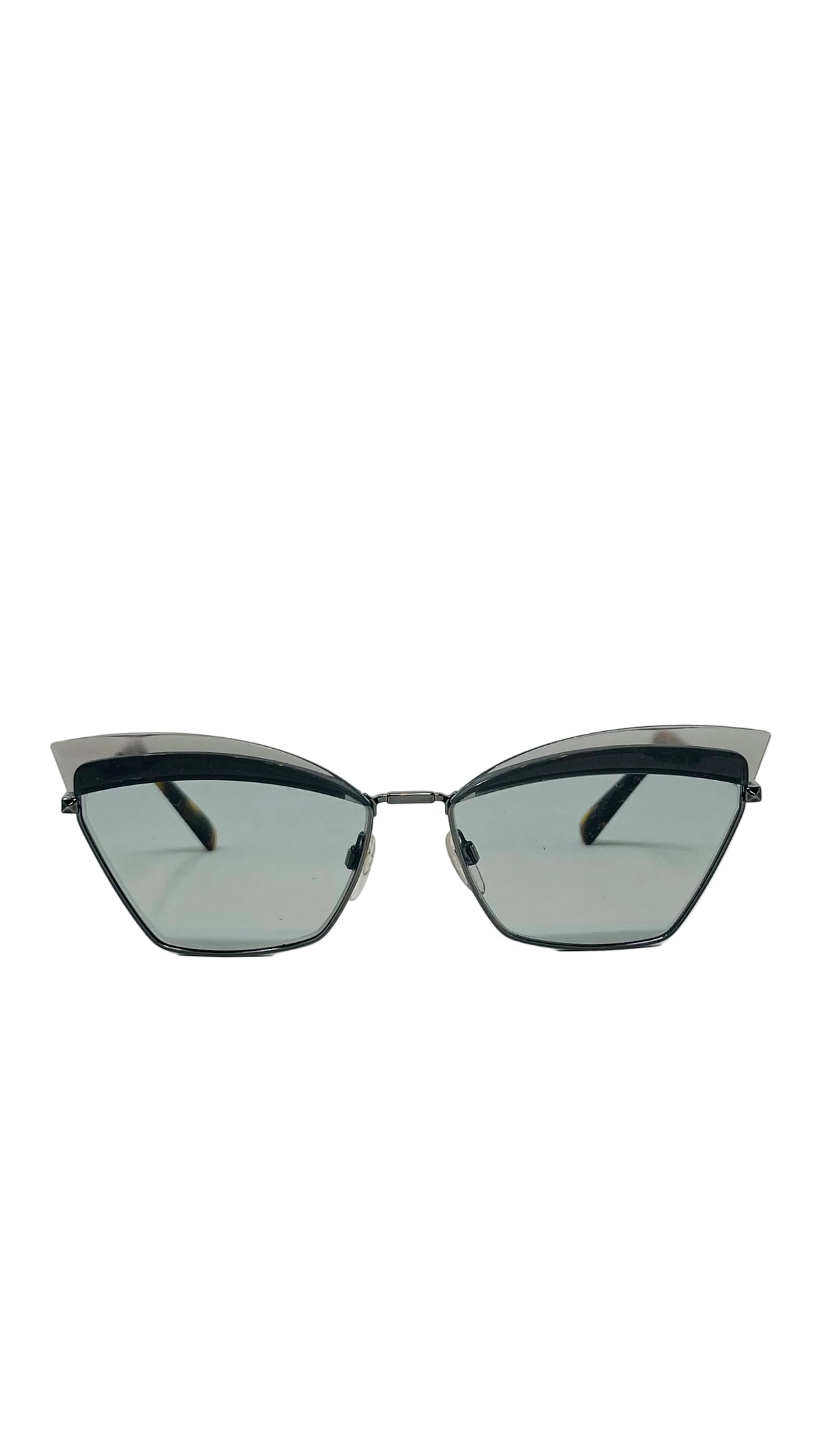 Valentino Cat-Eye Rimless Sunglasses PRE OWNED Gunmetal Smoke