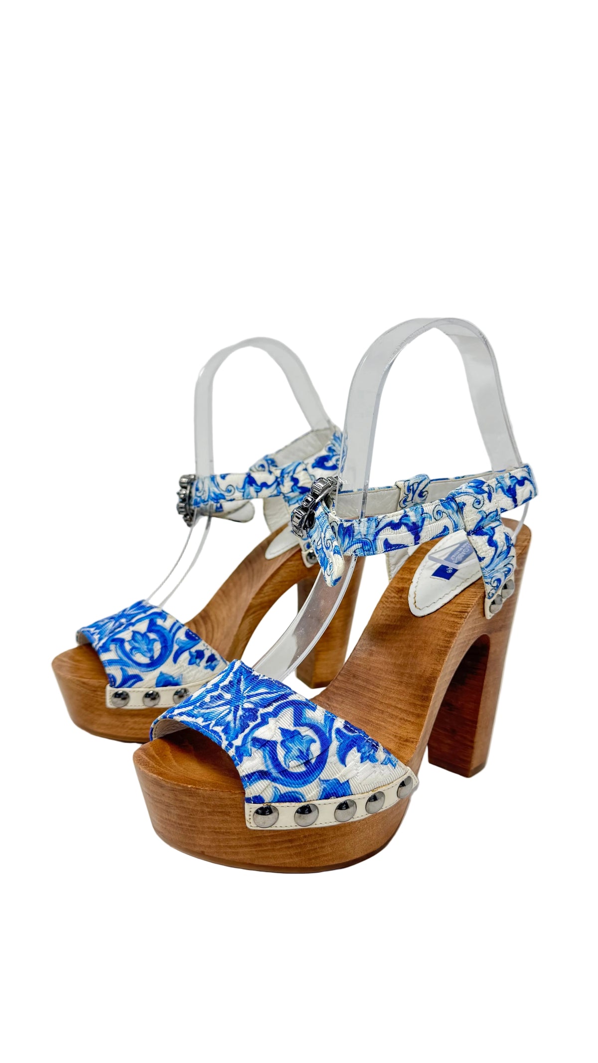Dolce & Gabbana PRE OWNED Platform Sandals Floral Blue White