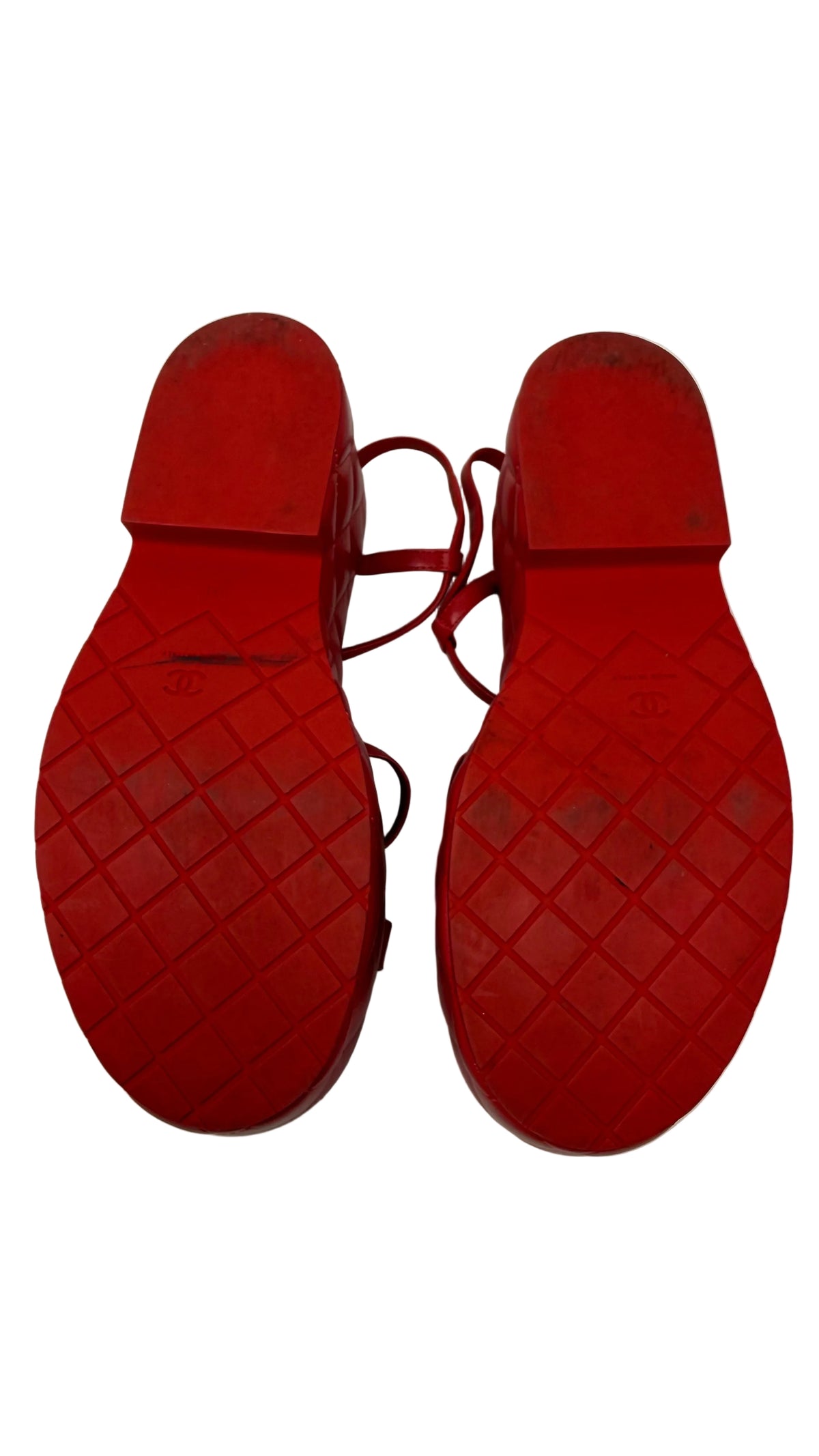 Chanel Sandals Wedge Red
