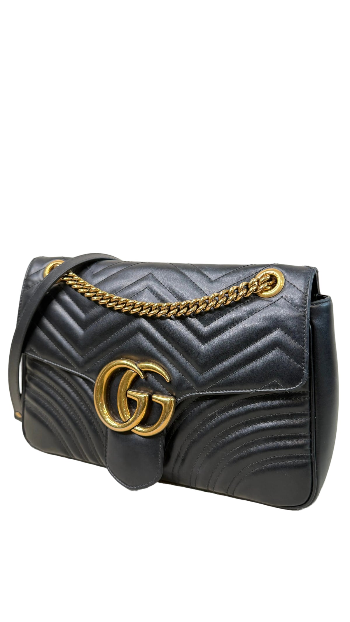 Gucci PRE OWNED GG Marmont Small Matelassé Shoulder Bag Black