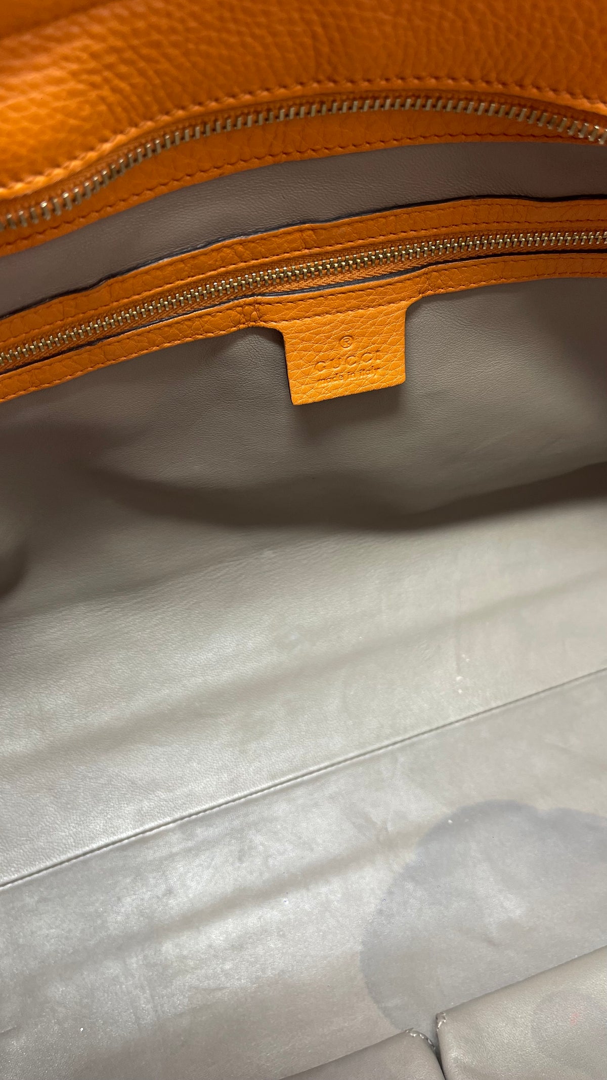 Gucci Lady Tassel Tote PRE OWNED Orange Pebbled Calfskin