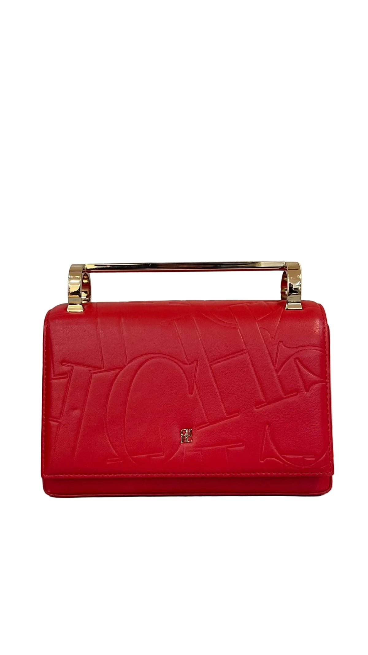 Carolina Herrera Insignia Crossbody | Cuero Rojo | Monograma CH en Relieve