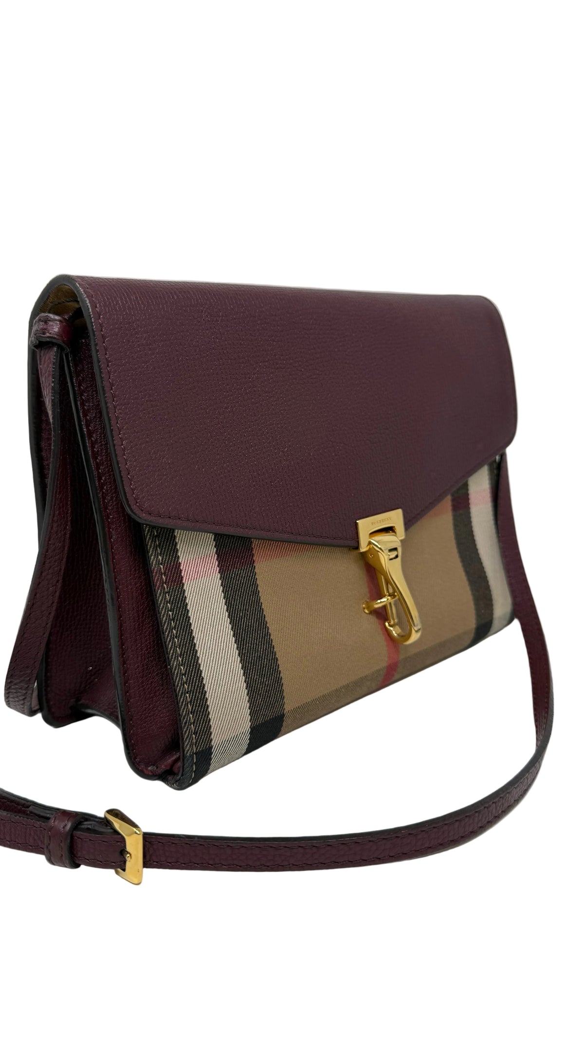 Burberry PRE OWNED Macken Crossbody House Check Oxblood