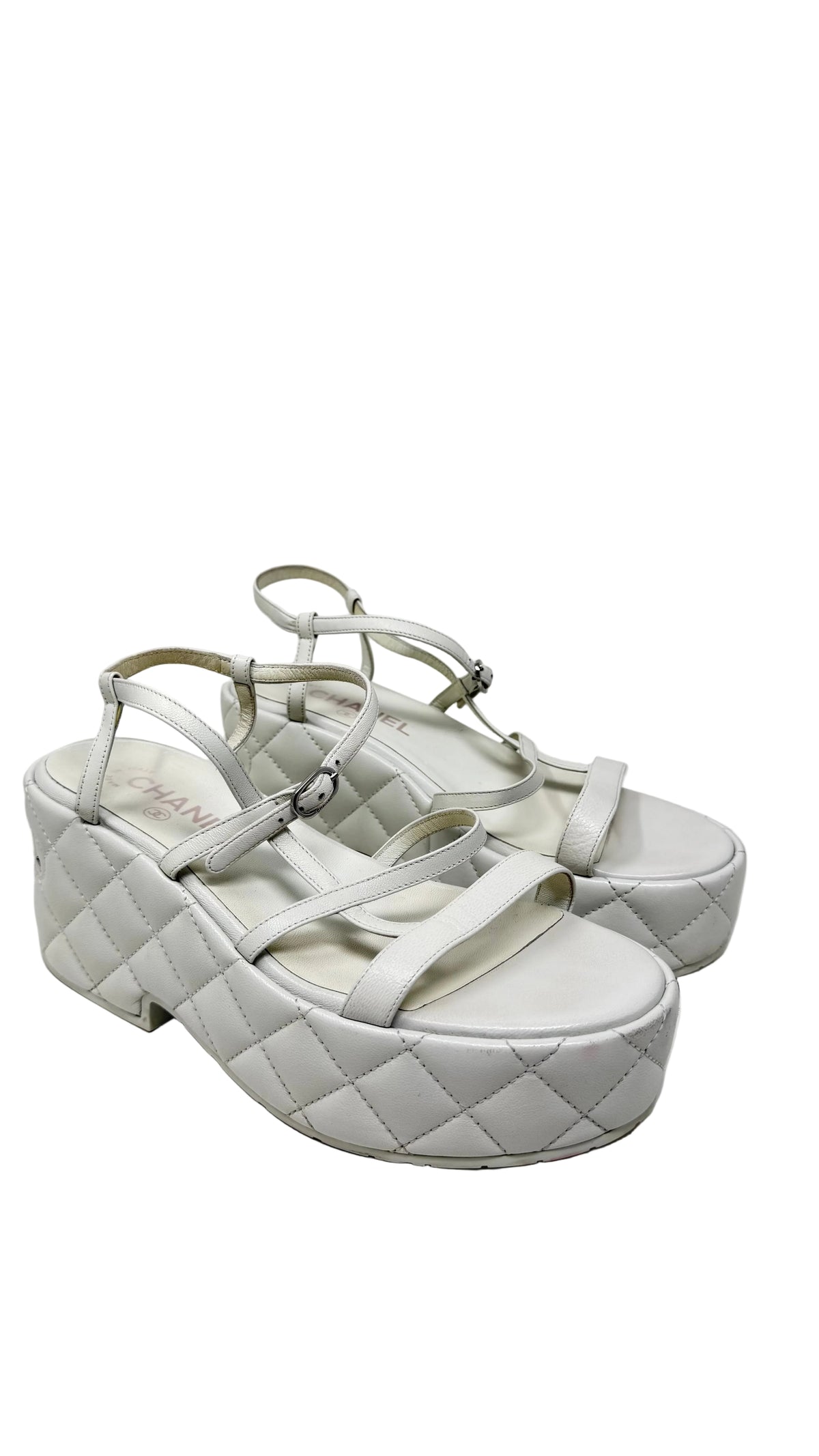 Chanel Sandals Wedge White