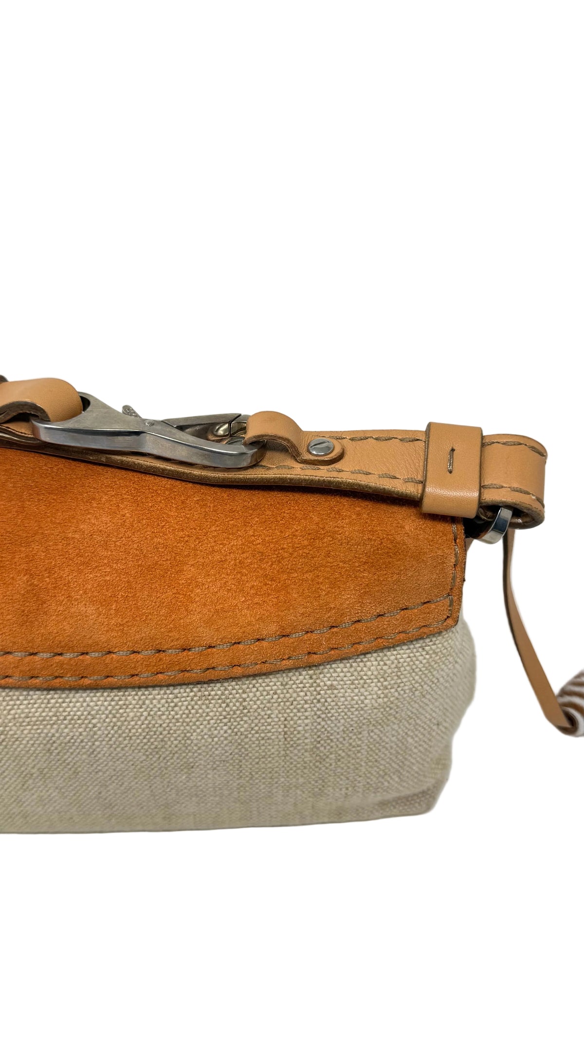 Tod's PRE OWNED Mini Shoulder Bag Canvas & Suede Orange Camel