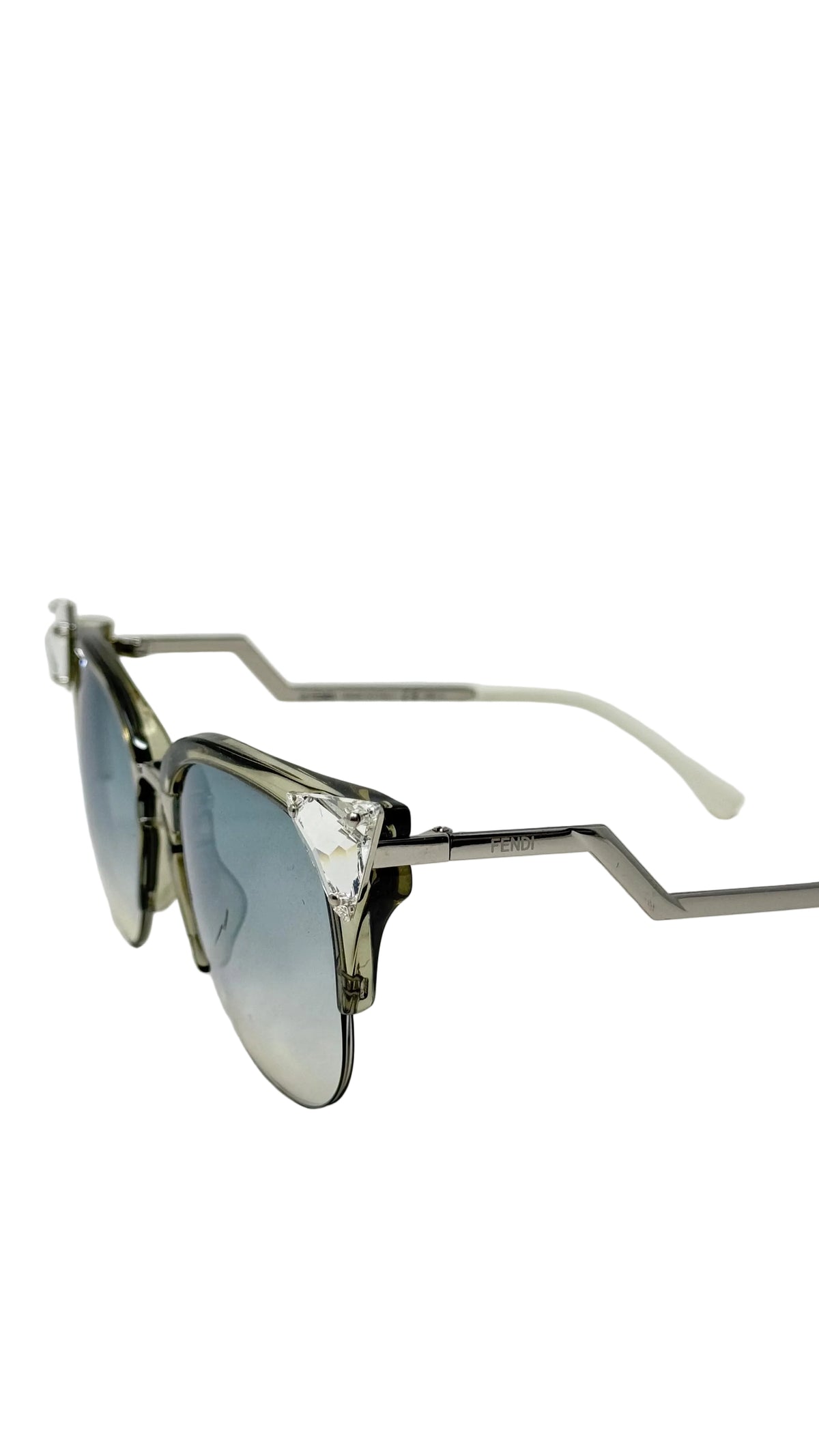 Fendi Sunglasses PRE OWNED Cat Eye Mirrored Silver