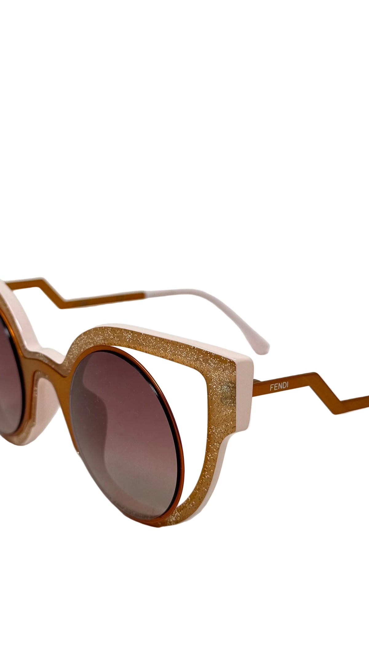 Fendi Cat Eye Sunglasses PRE OWNED Orange Pink Glitter Cat Eye FF0137/S