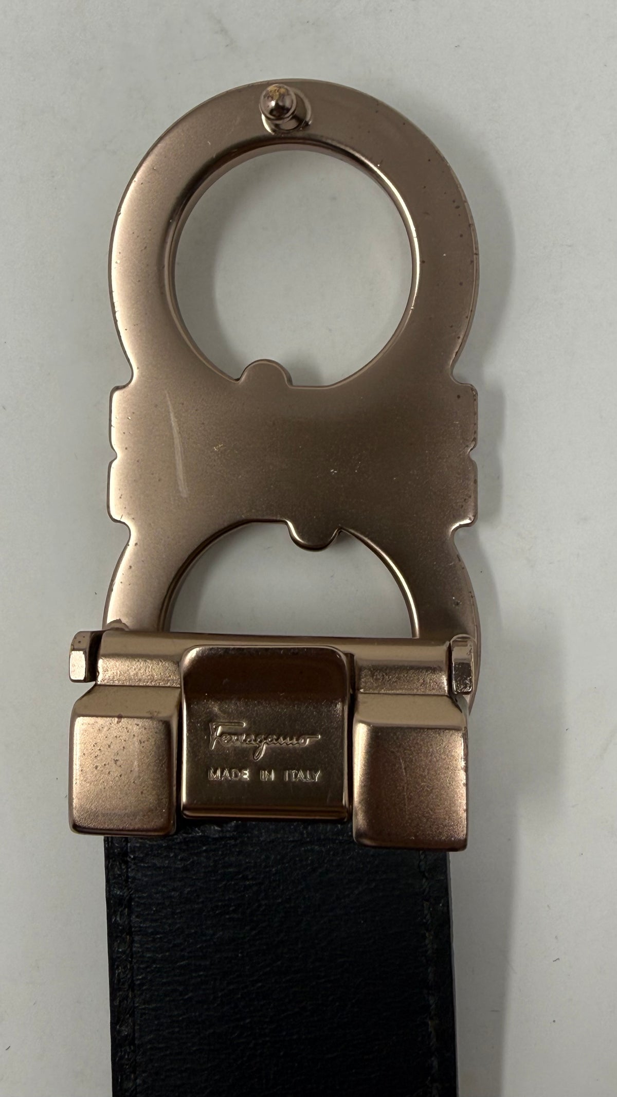 Salvatore Ferragamo Double Gancini Reversible Belt — Suede Brown / Black