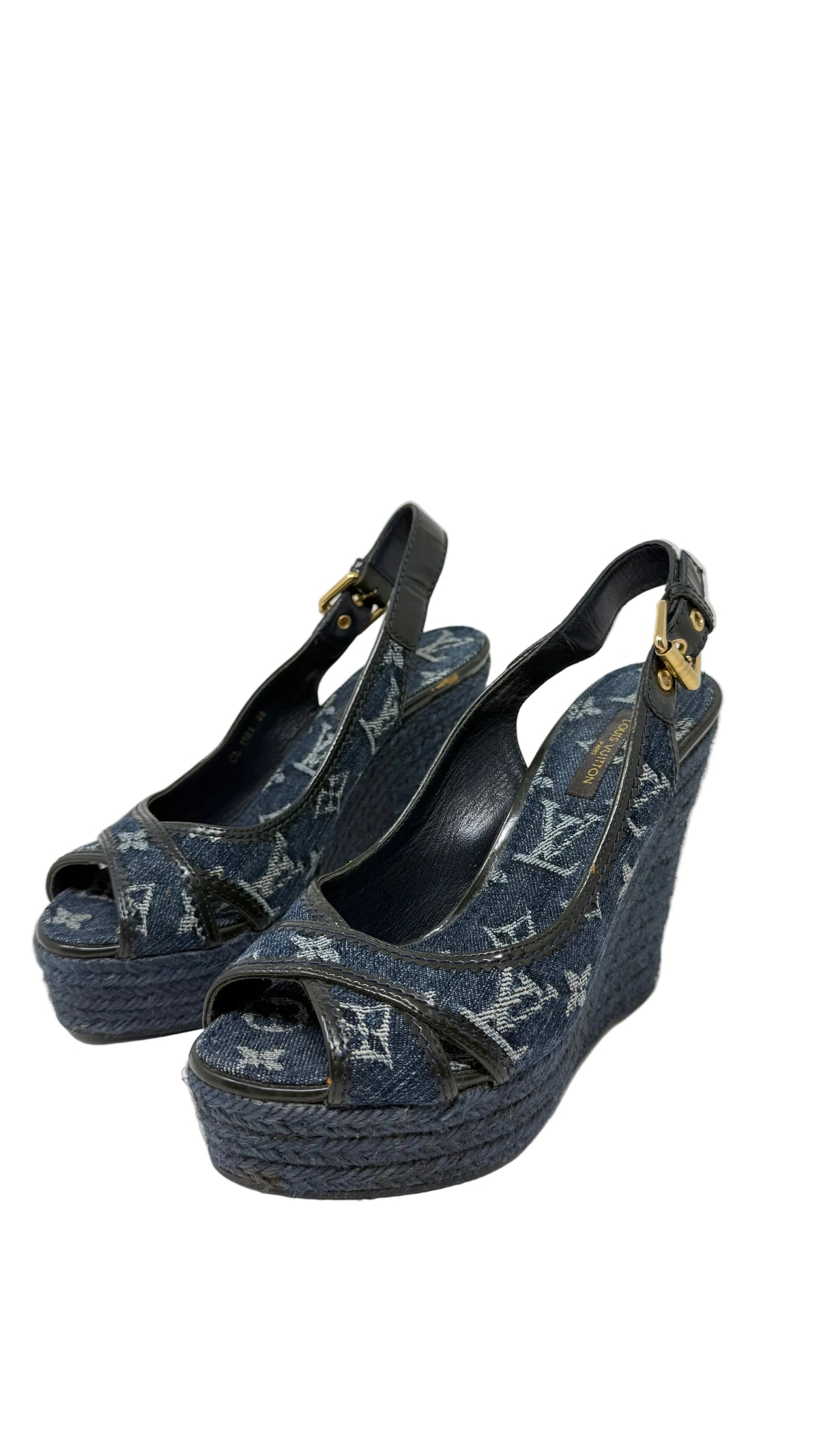 Louis Vuitton PRE OWNED Monogram Denim Wedge Slingback