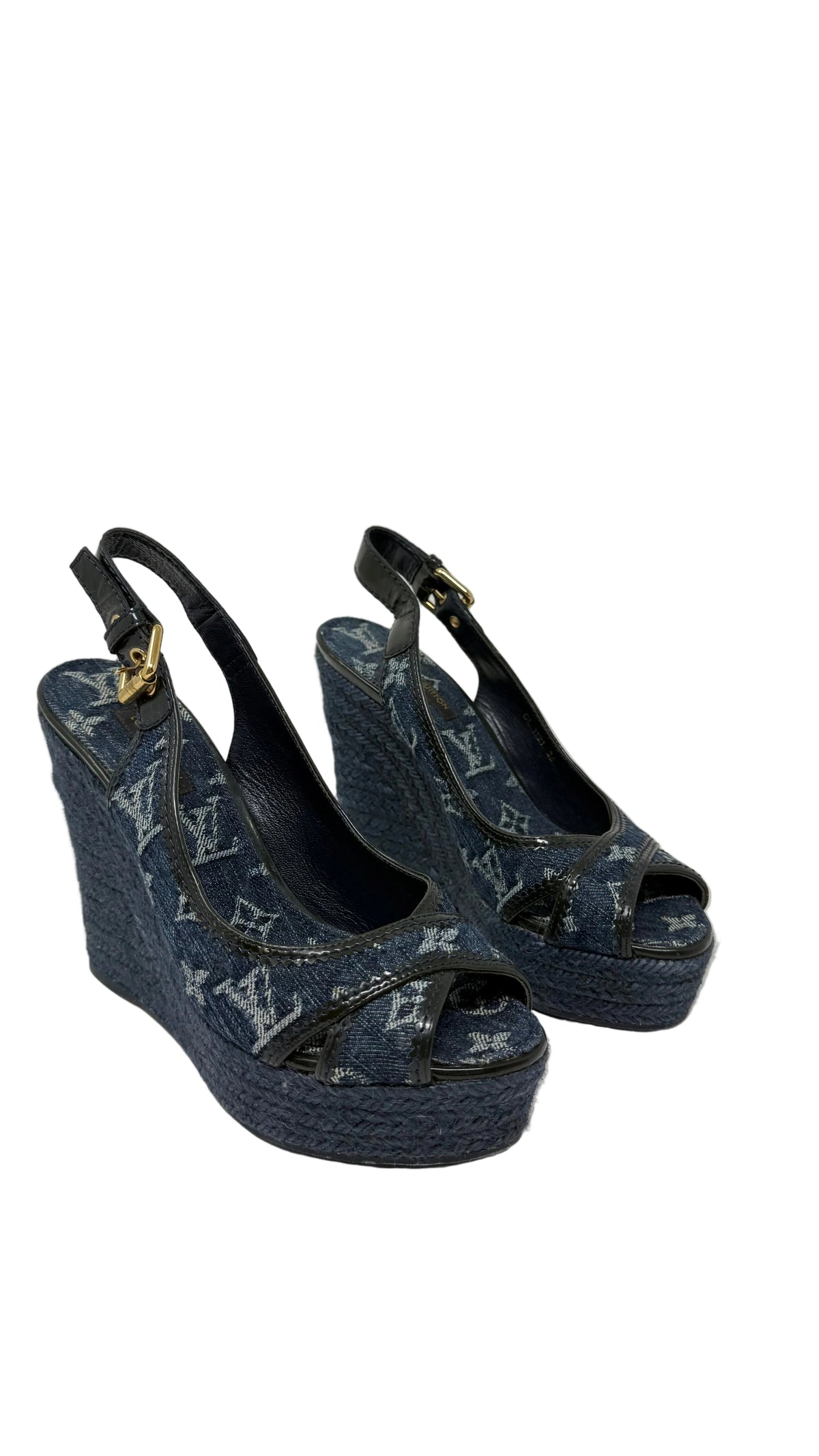 Louis Vuitton PRE OWNED Monogram Denim Wedge Slingback