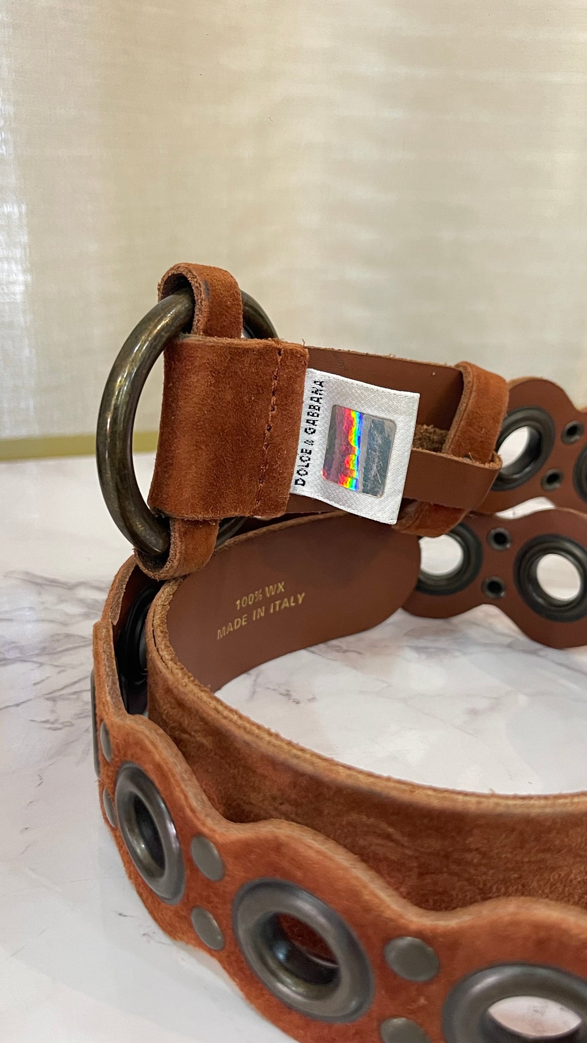 D&G Dolce & Gabbana PRE OWNED Suede Grommet Belt