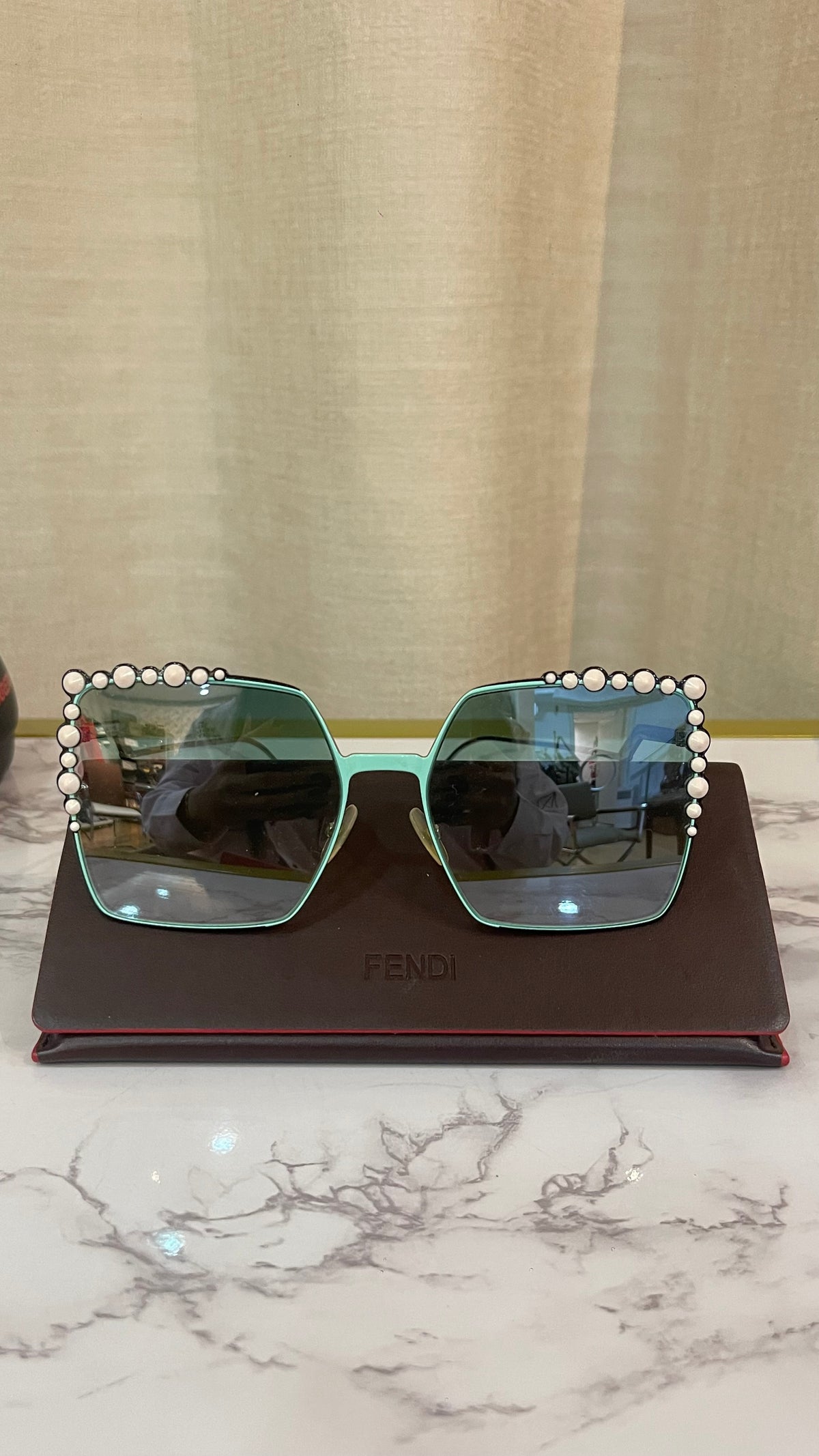 Fendi Sunglasses PRE OWNED Square Gradient Turquesa