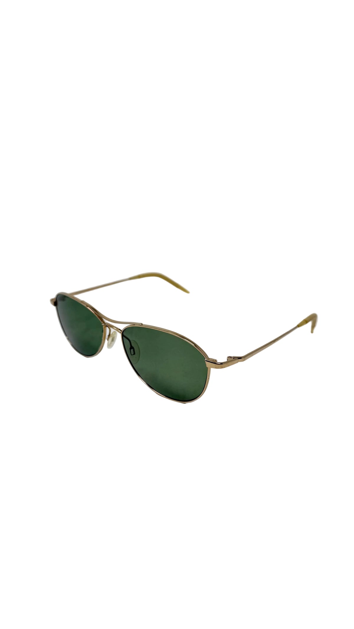 Oliver Peoples PRE OWNED Aviator Gold Metal Green Lens Sunglasses