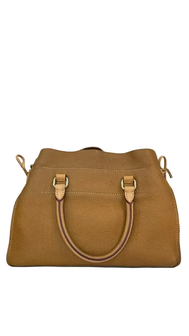 Carolina Herrera CHHC Satchel Tote | Cuero Pebbled Camel | Logo Bordado