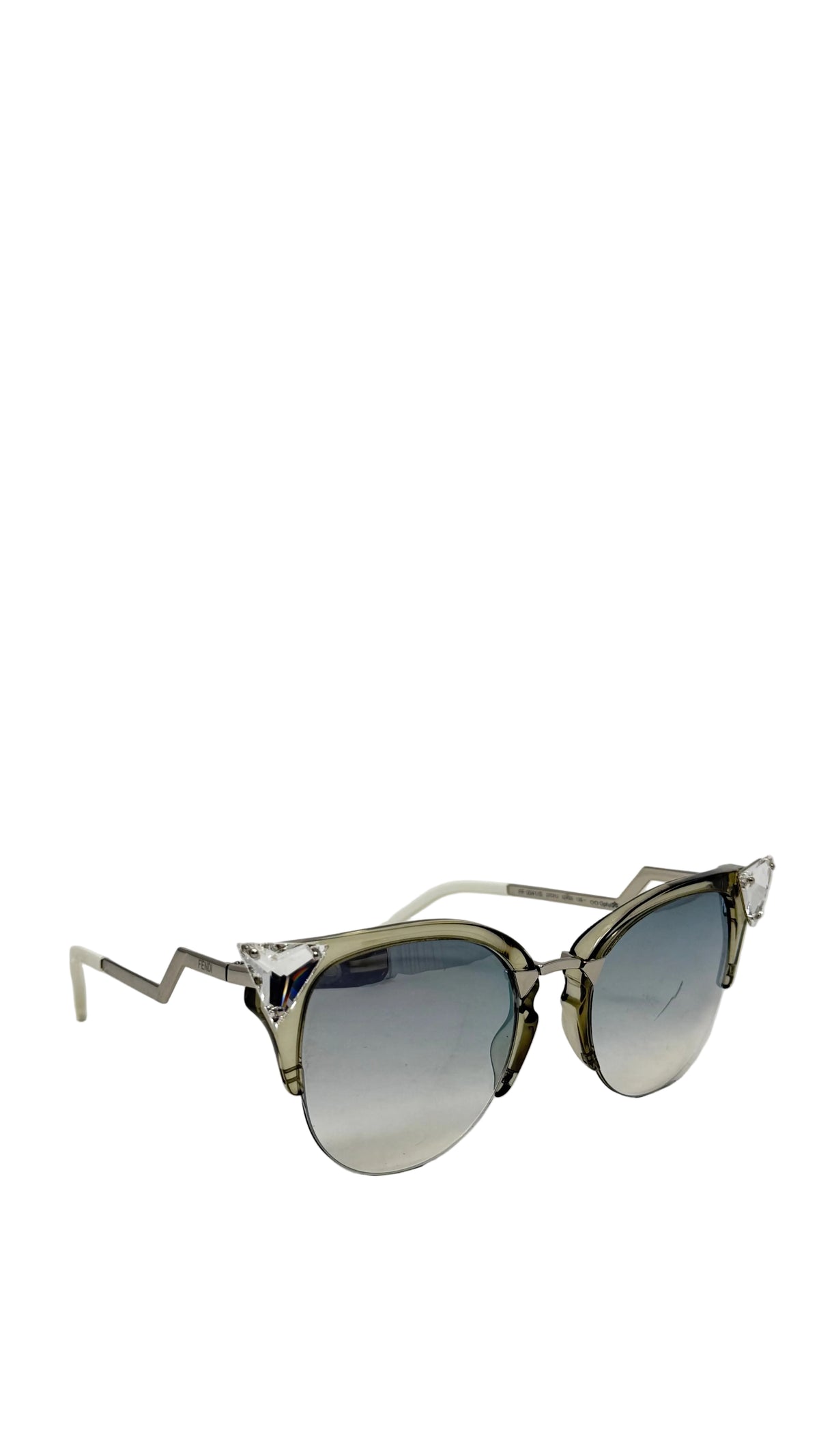 Fendi Sunglasses PRE OWNED Cat Eye Mirrored Silver
