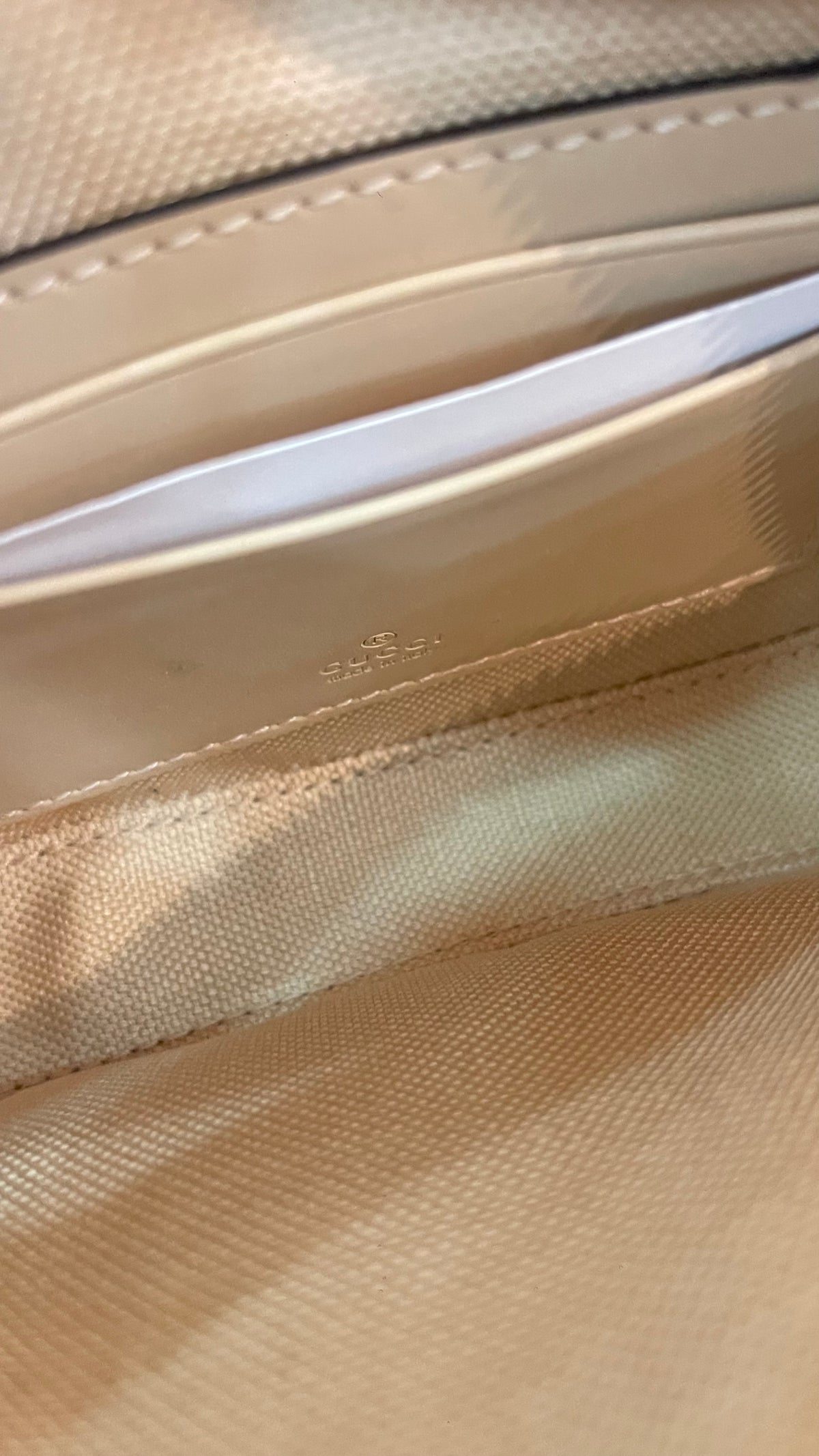 Gucci PRE OWNED GG Embossed Mini Chain Shoulder Bag Ivory