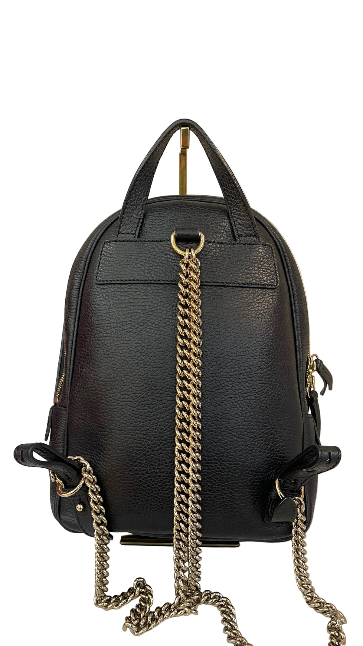 Gucci PRE OWNED Soho Chain Backpack Black Pebbled Leather