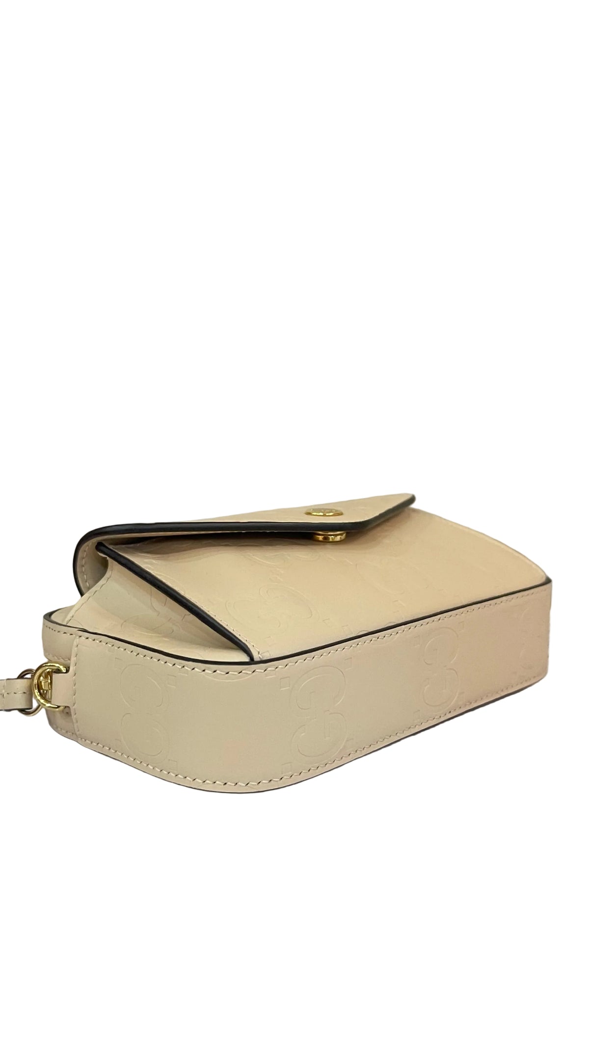 Gucci PRE OWNED GG Embossed Mini Chain Shoulder Bag Ivory