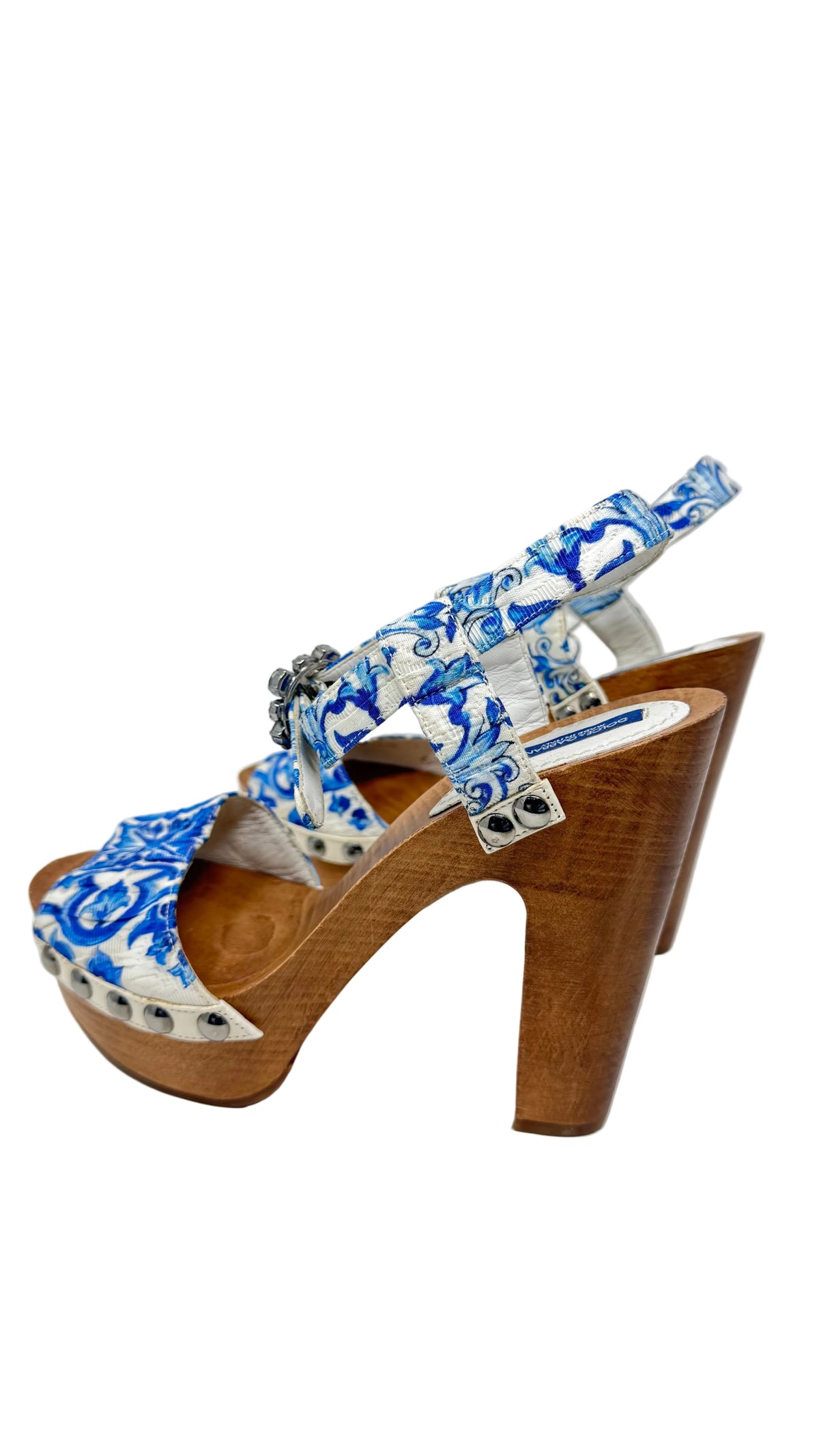 Dolce & Gabbana PRE OWNED Platform Sandals Floral Blue White