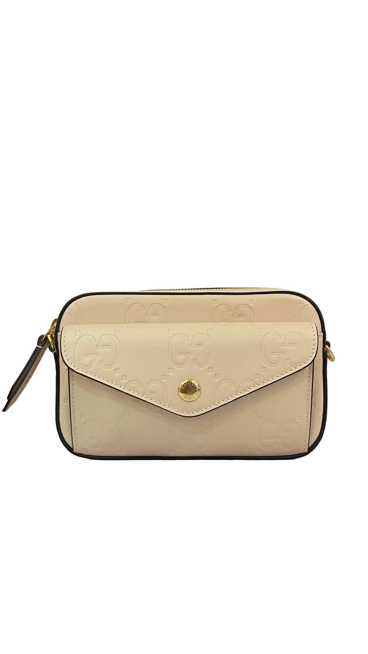 Gucci PRE OWNED GG Embossed Mini Chain Shoulder Bag Ivory