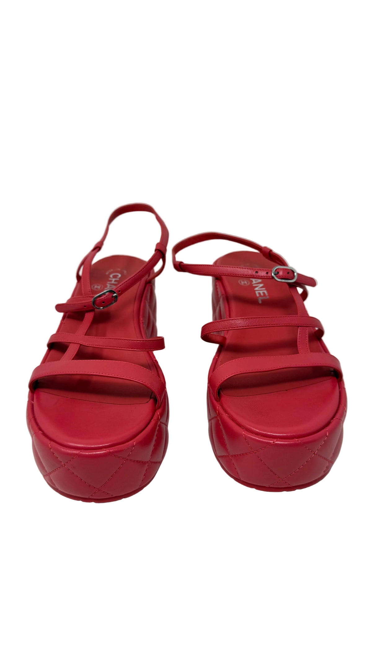 Chanel Sandals Wedge Red