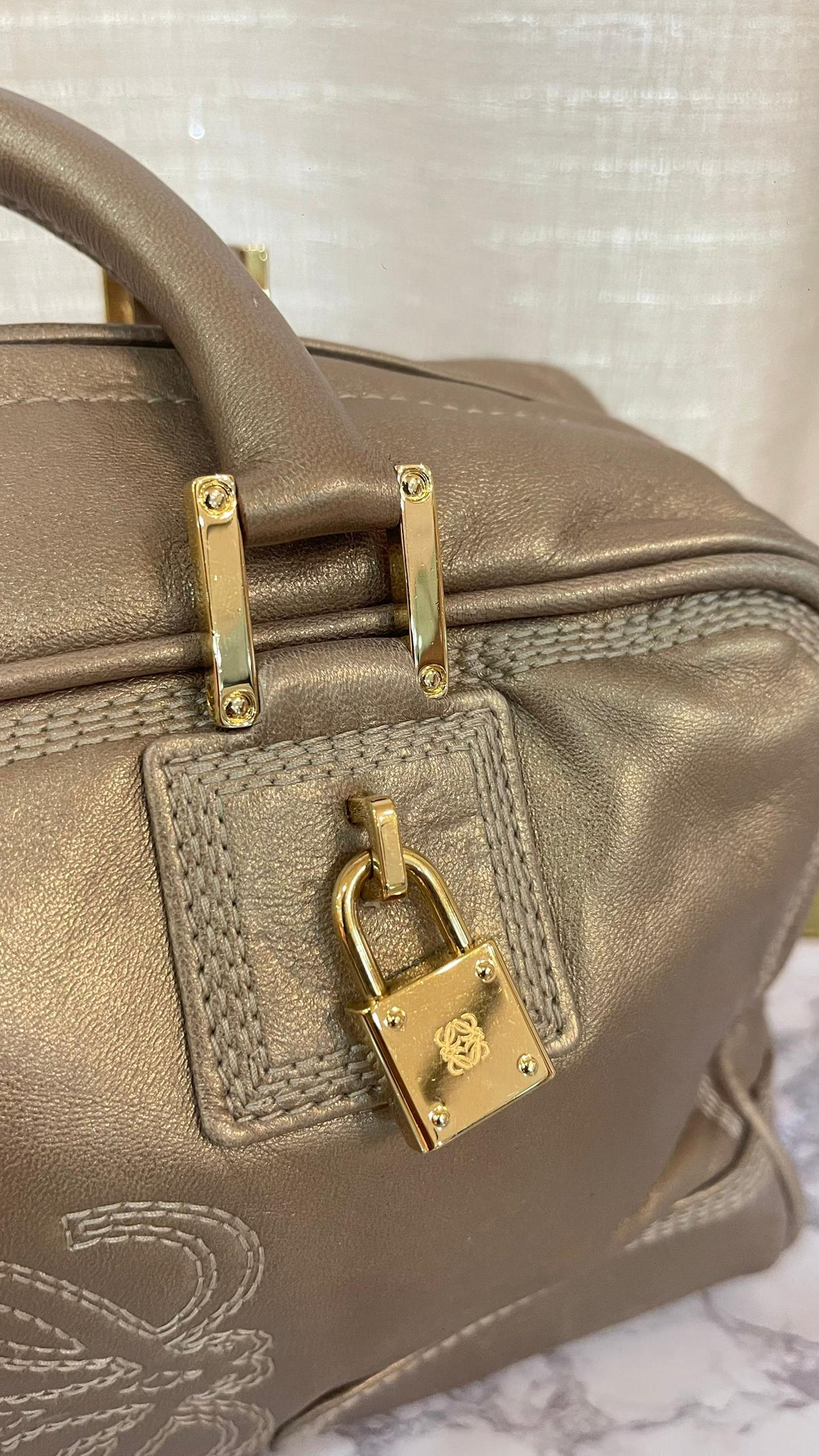 Loewe Amazona 28 PRE OWNED Piel Metalizado Dorada