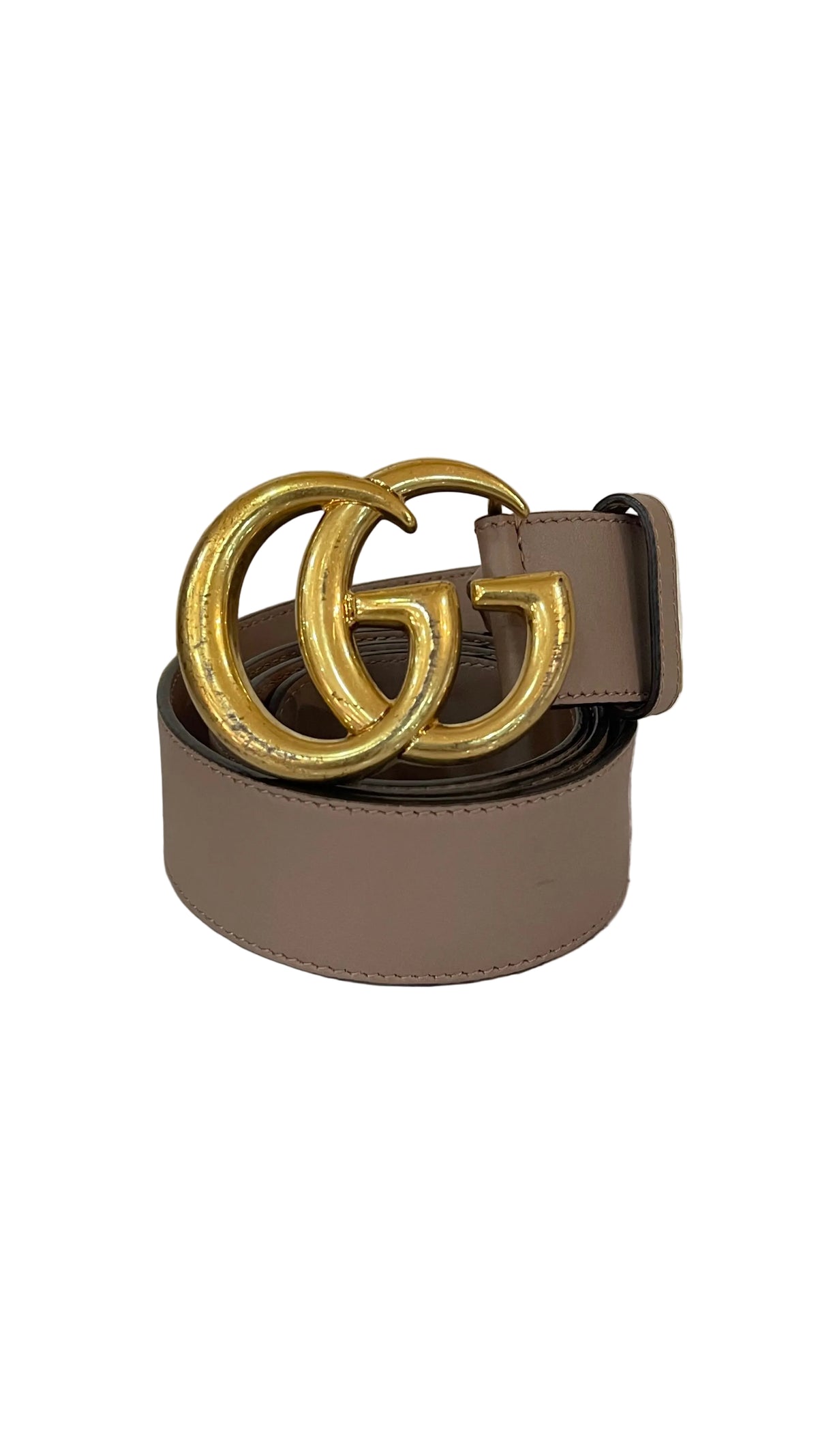 Gucci GG Marmont Wide Belt — Dusty Rose / Antique Gold