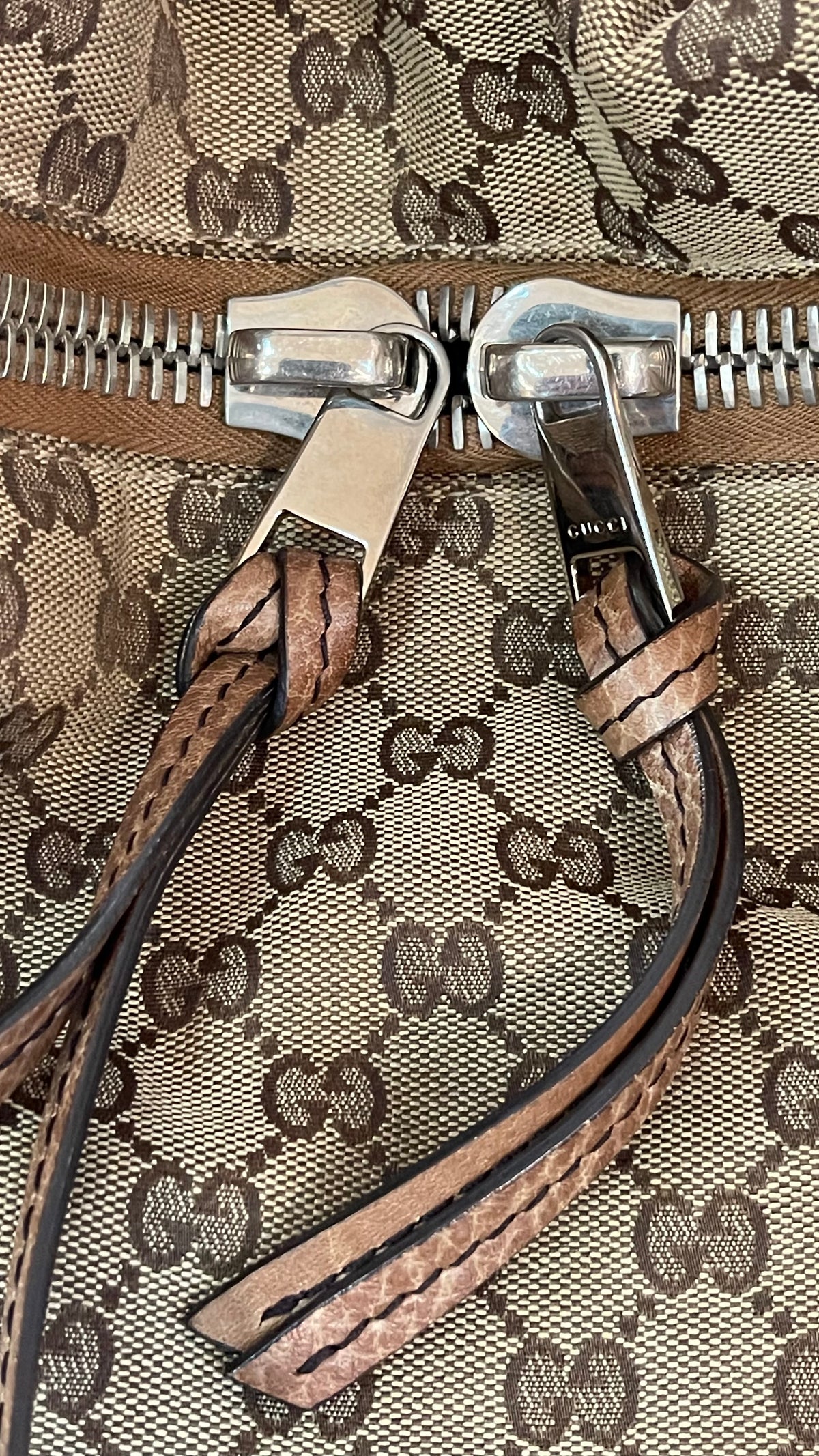 Gucci PRE OWNED Canvas Bamboo Bar Brown Totes