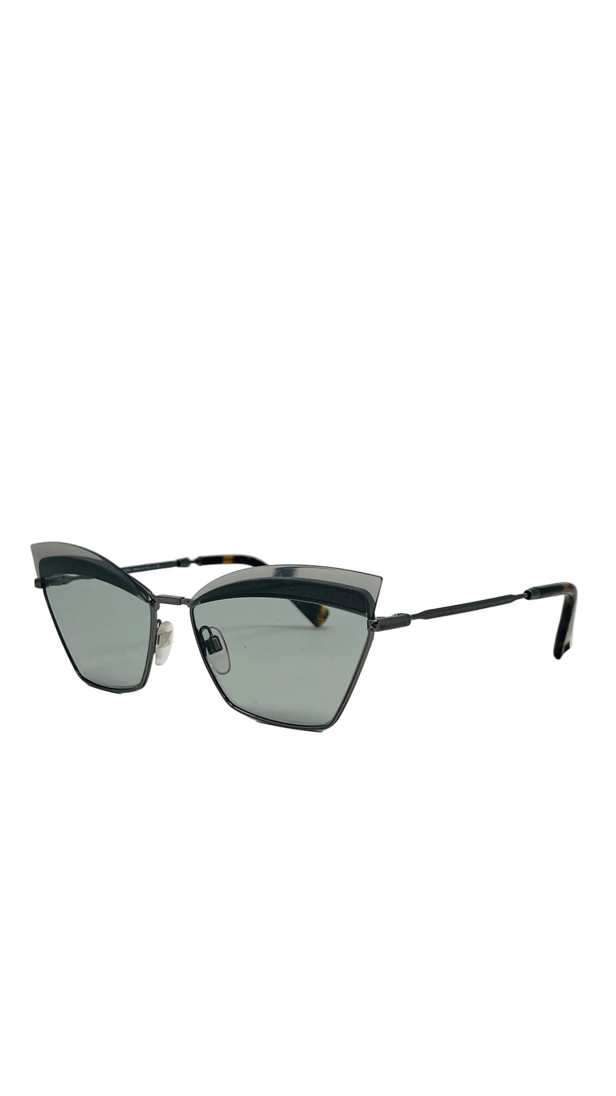 Valentino Cat-Eye Rimless Sunglasses PRE OWNED Gunmetal Smoke