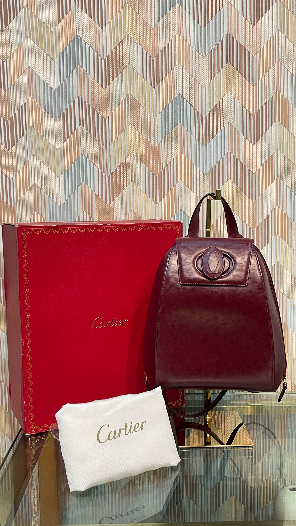 Cartier Must de Cartier  PRE OWNED Mini Backpack – Vintage Burgundy