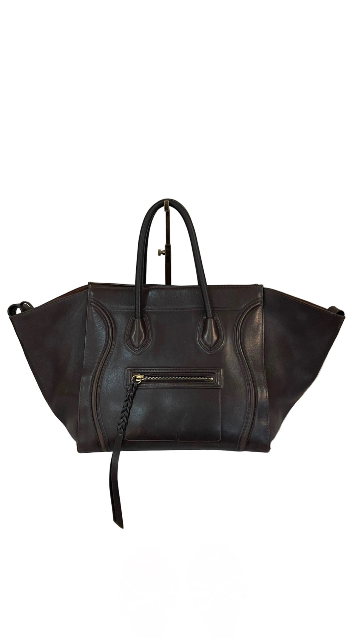 Celine Leather PRE OWNED Luggage Phantom Brown