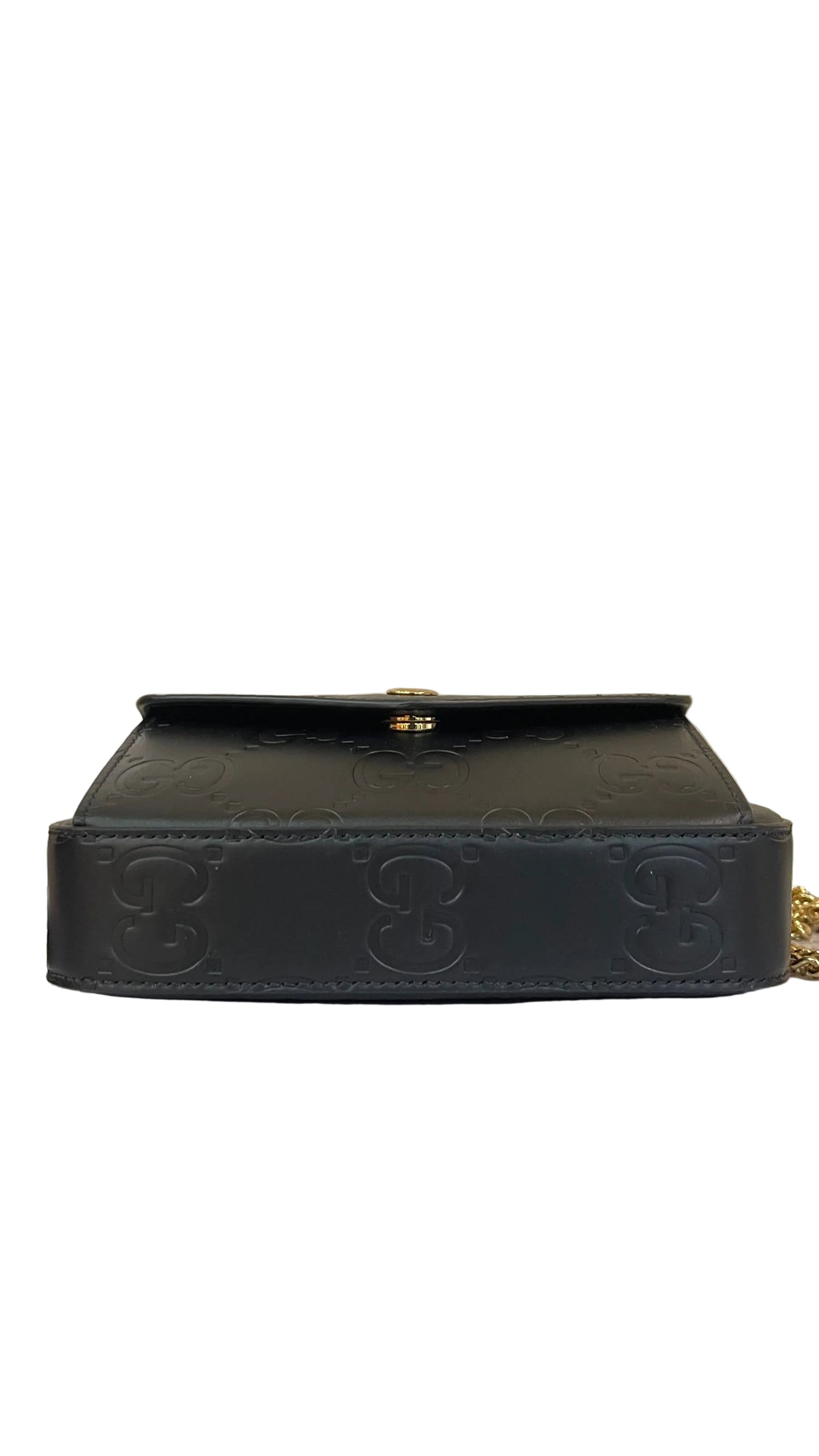 Gucci PRE OWNED GG Embossed Mini Chain Shoulder Bag Black