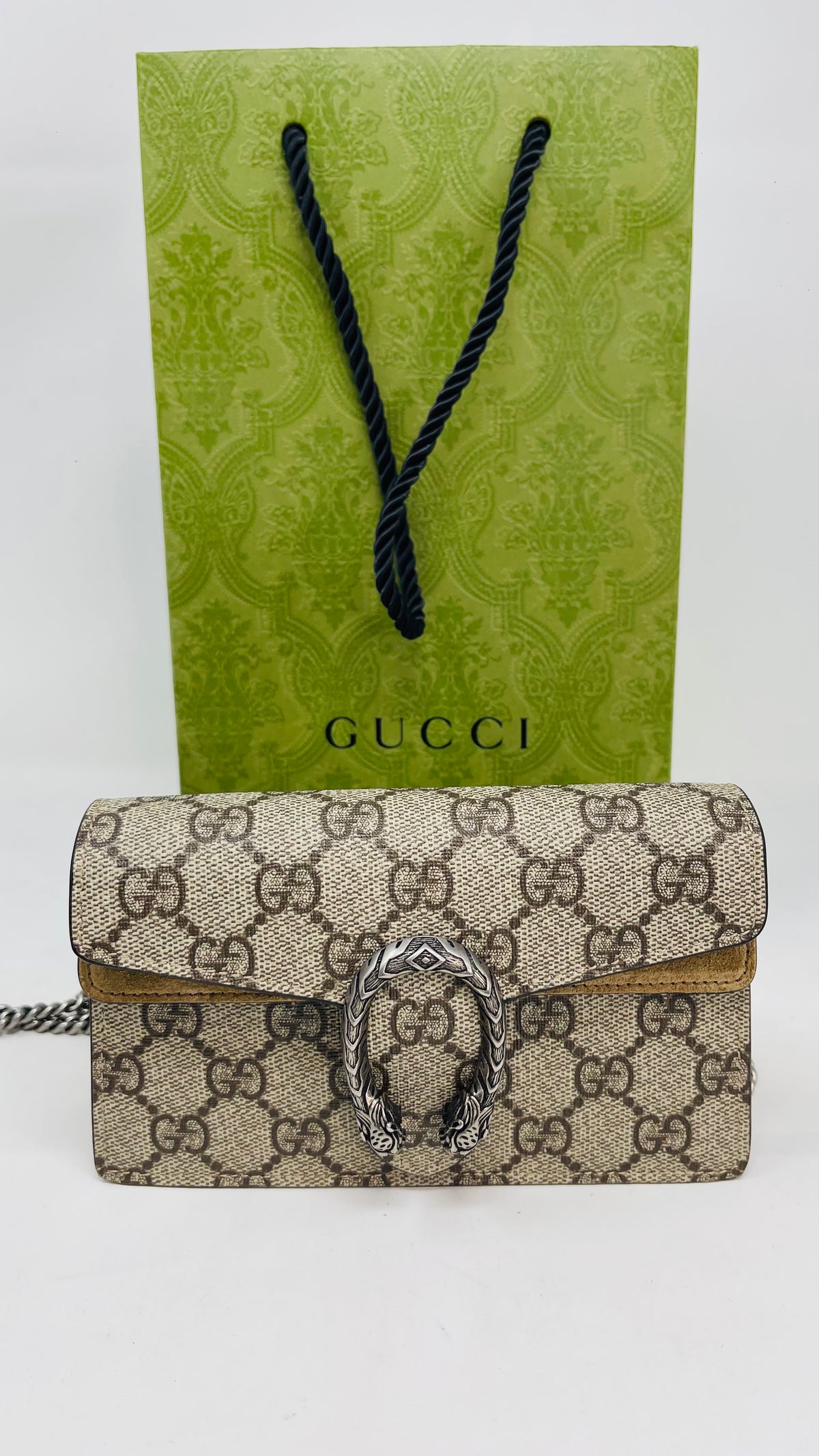 Gucci PRE OWNED Dionysus Mini Chain Bag GG Supreme