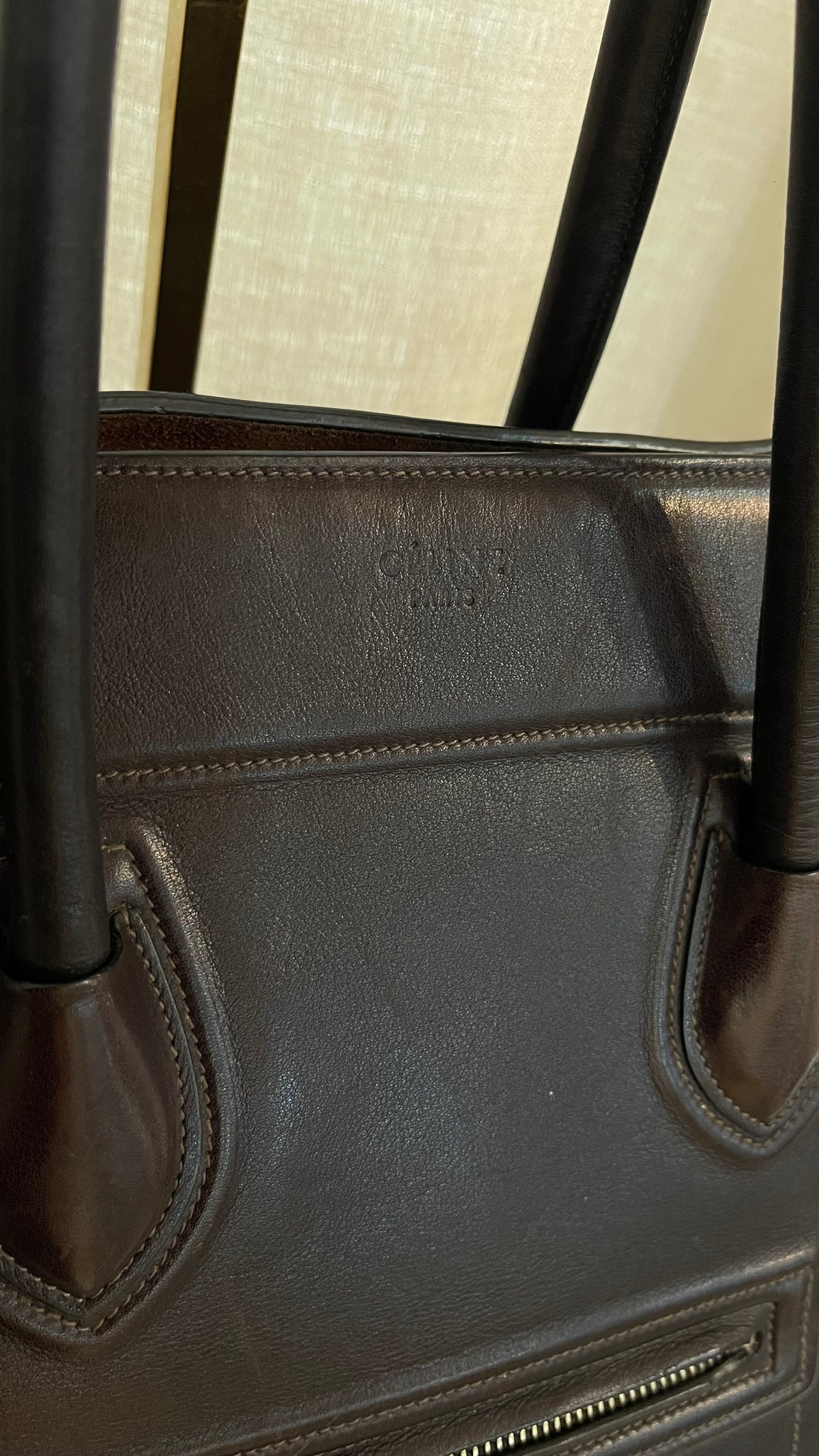 Celine Leather PRE OWNED Luggage Phantom Brown