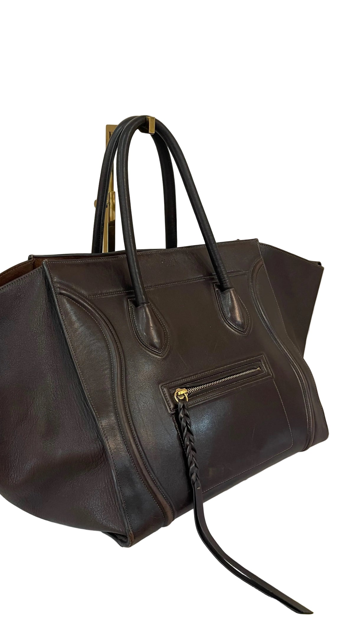 Celine Leather PRE OWNED Luggage Phantom Brown