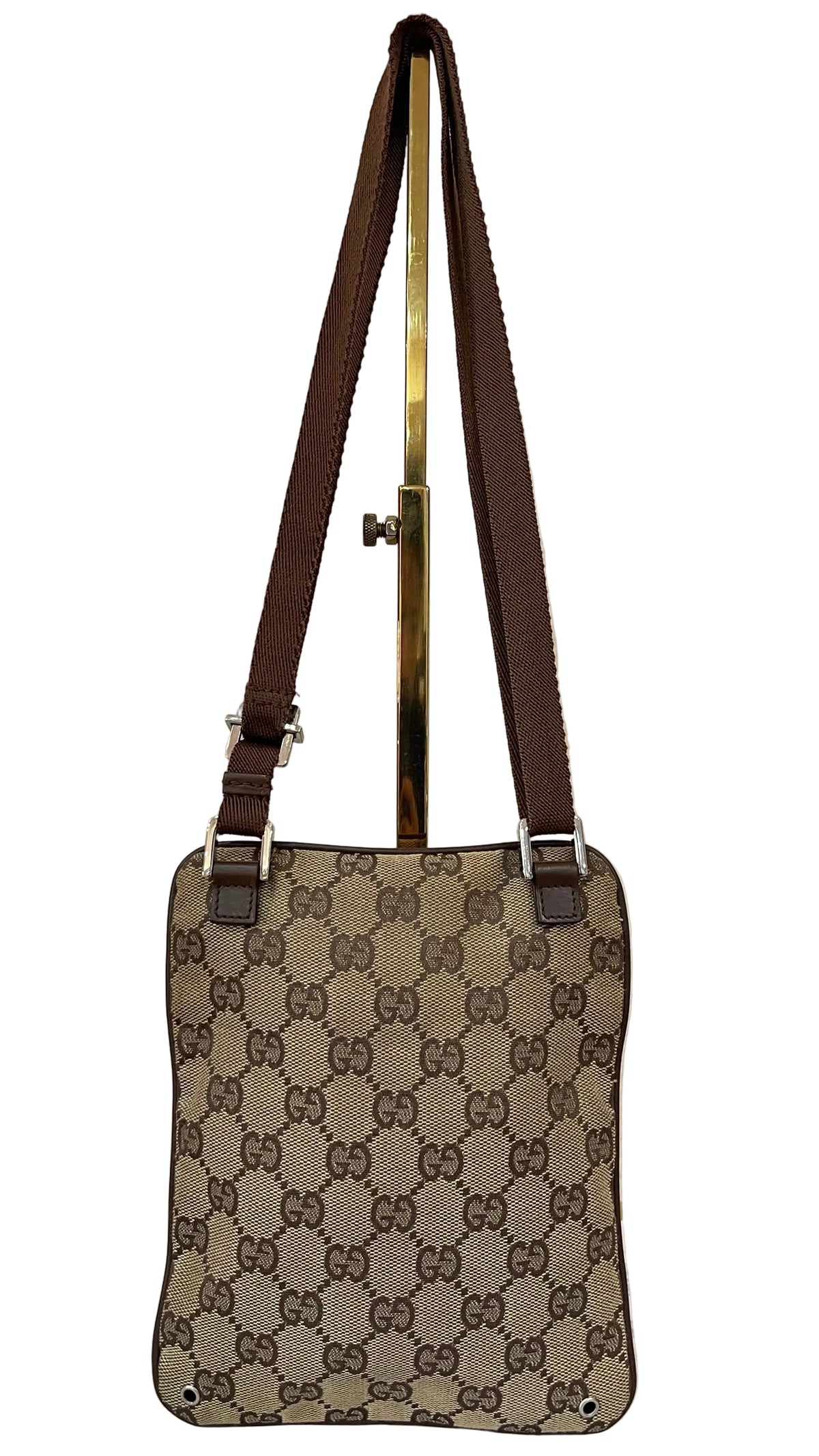 Gucci GG Canvas Flat Messenger Crossbody | Beige & Café