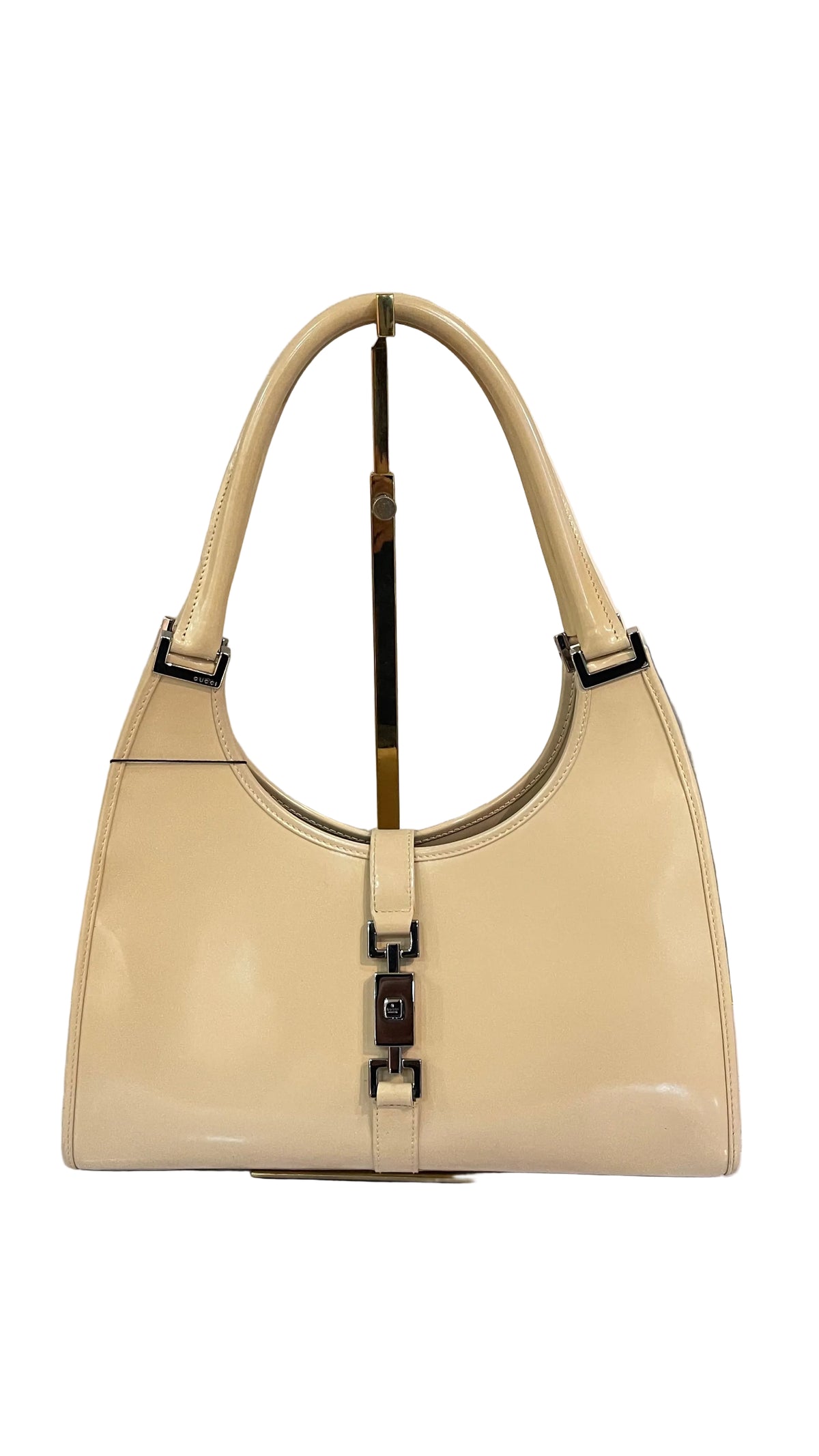 Gucci PRE OWNED Jackie Bardot Vintage Ivory Leather Bag