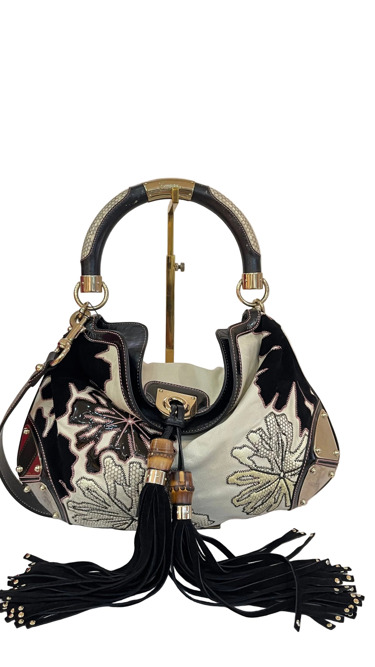 Gucci PREOWNED Indy Bag White & Black