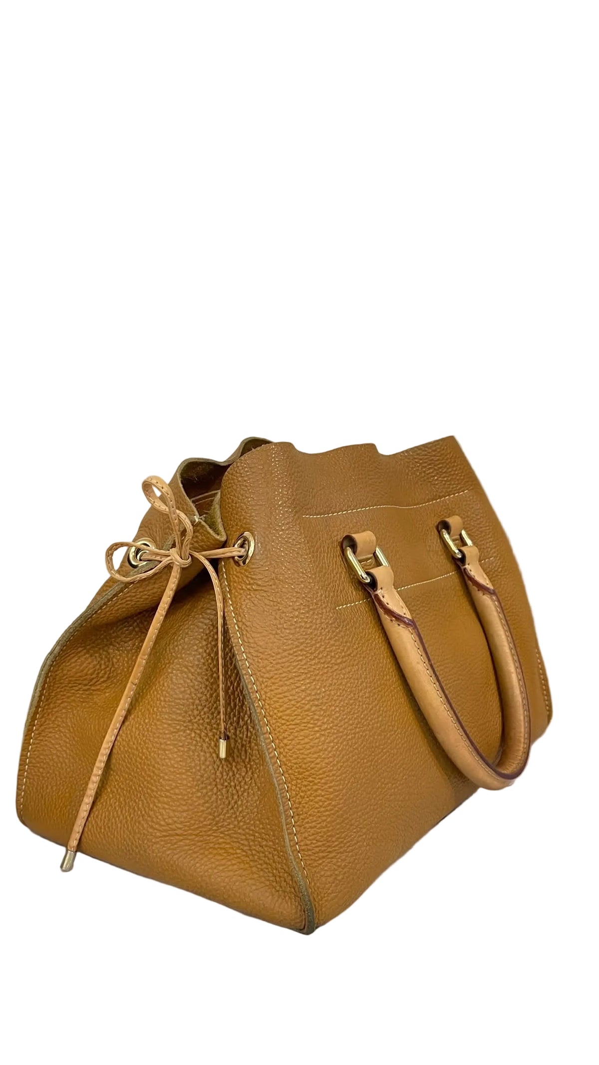 Carolina Herrera CHHC Satchel Tote | Cuero Pebbled Camel | Logo Bordado