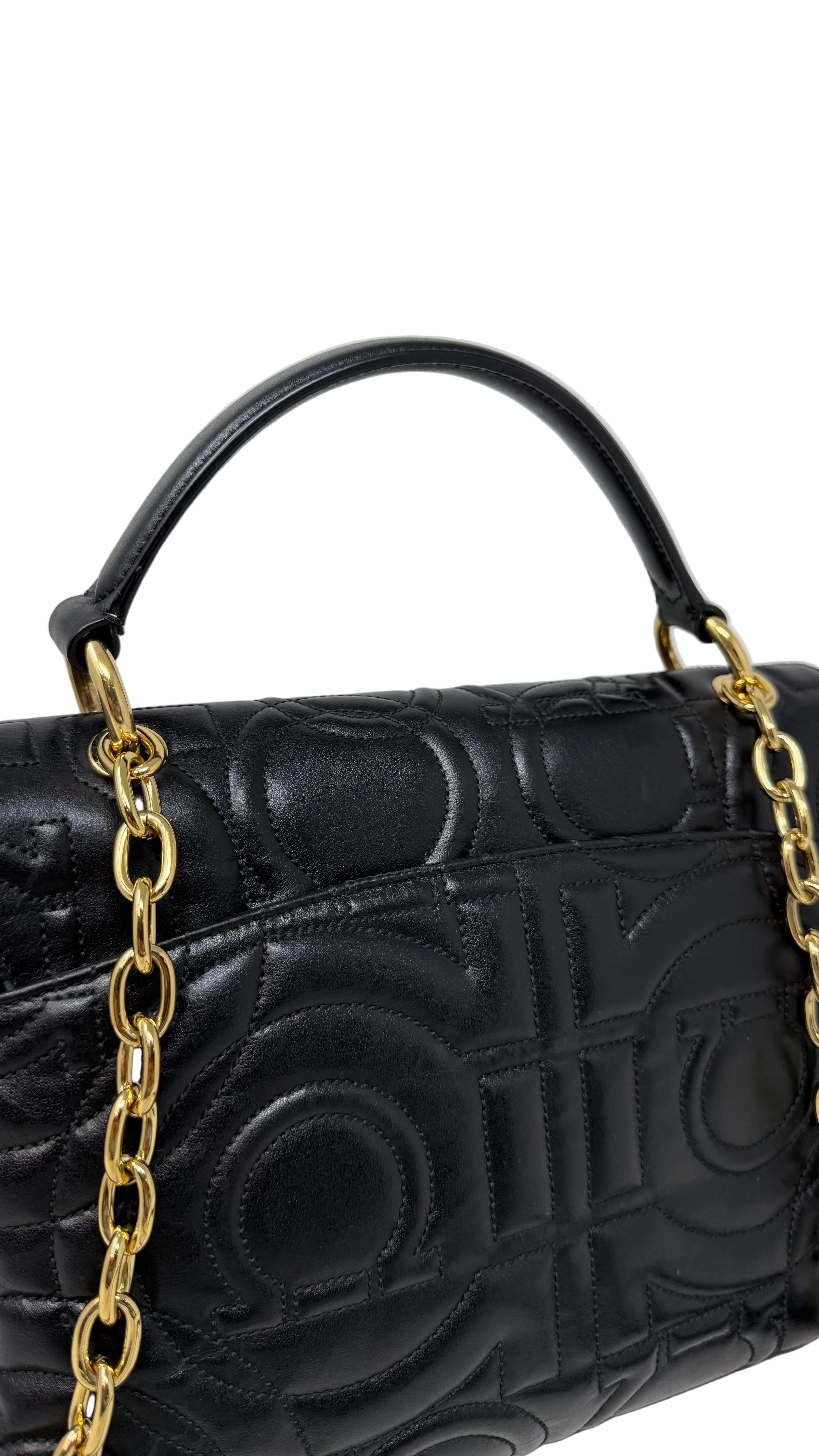 Salvatore Ferragamo Quilted Gancini Flap Shoulder Bag.