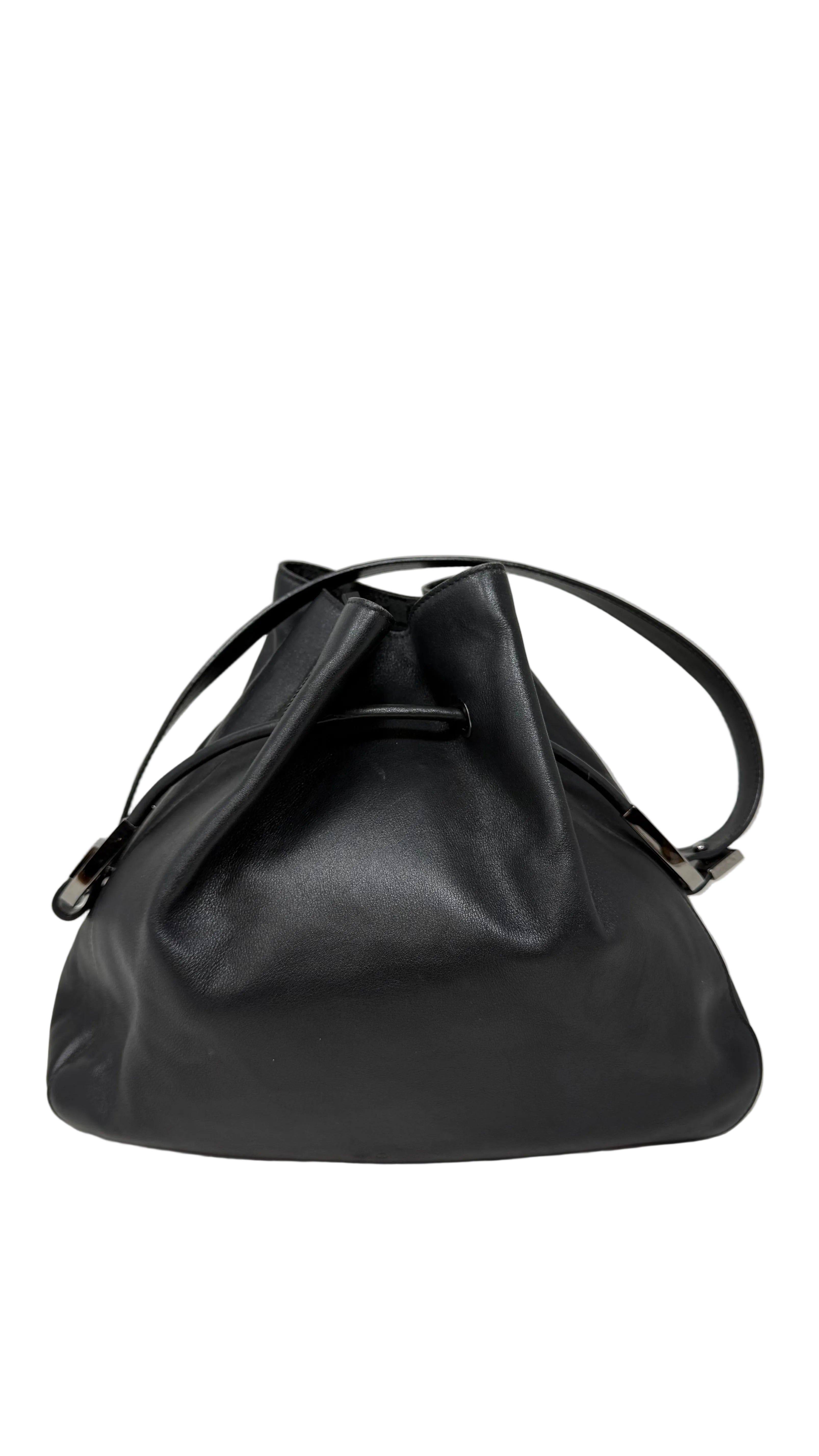 Gucci Black Leather Drawstring