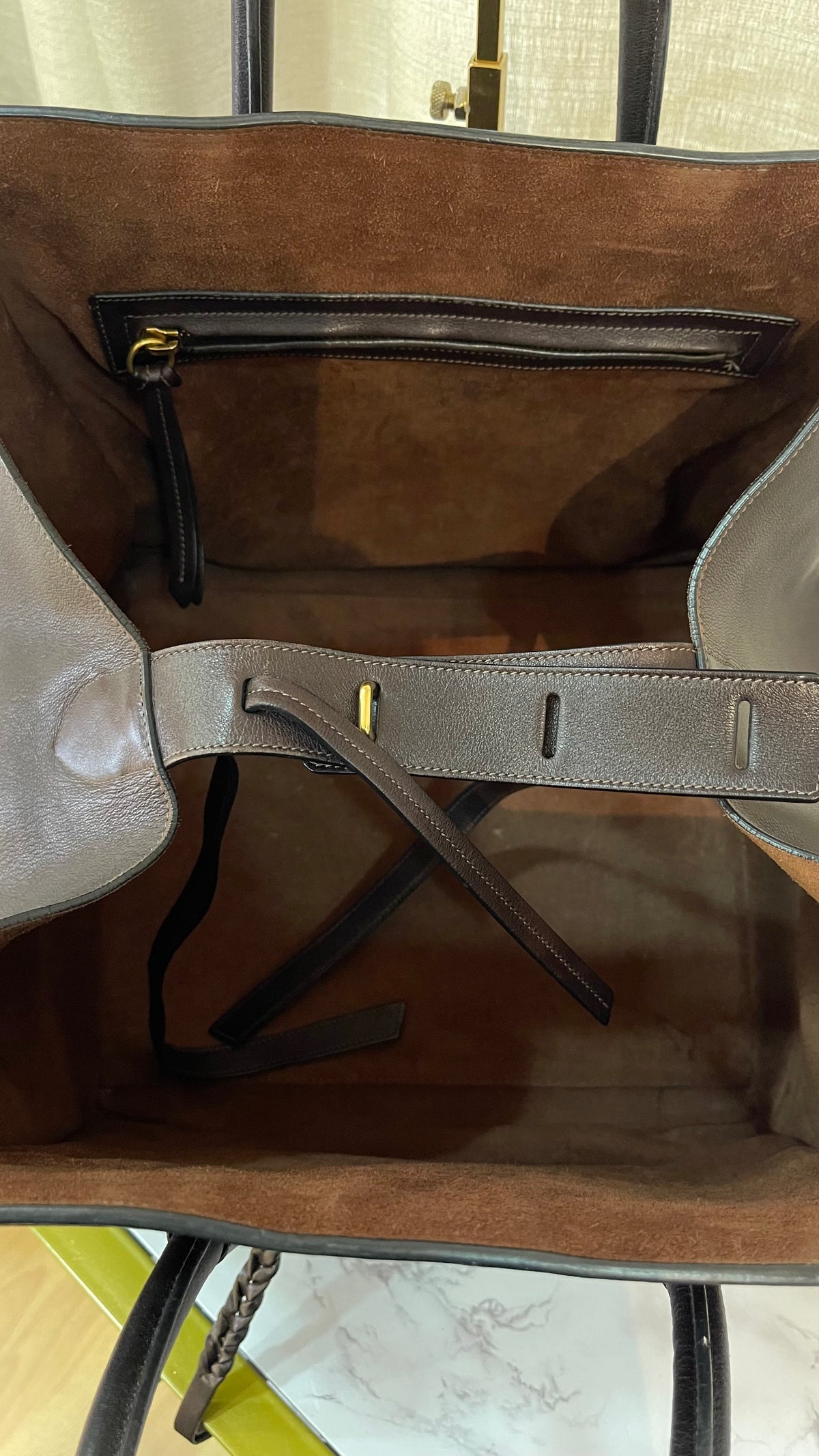 Celine Leather PRE OWNED Luggage Phantom Brown