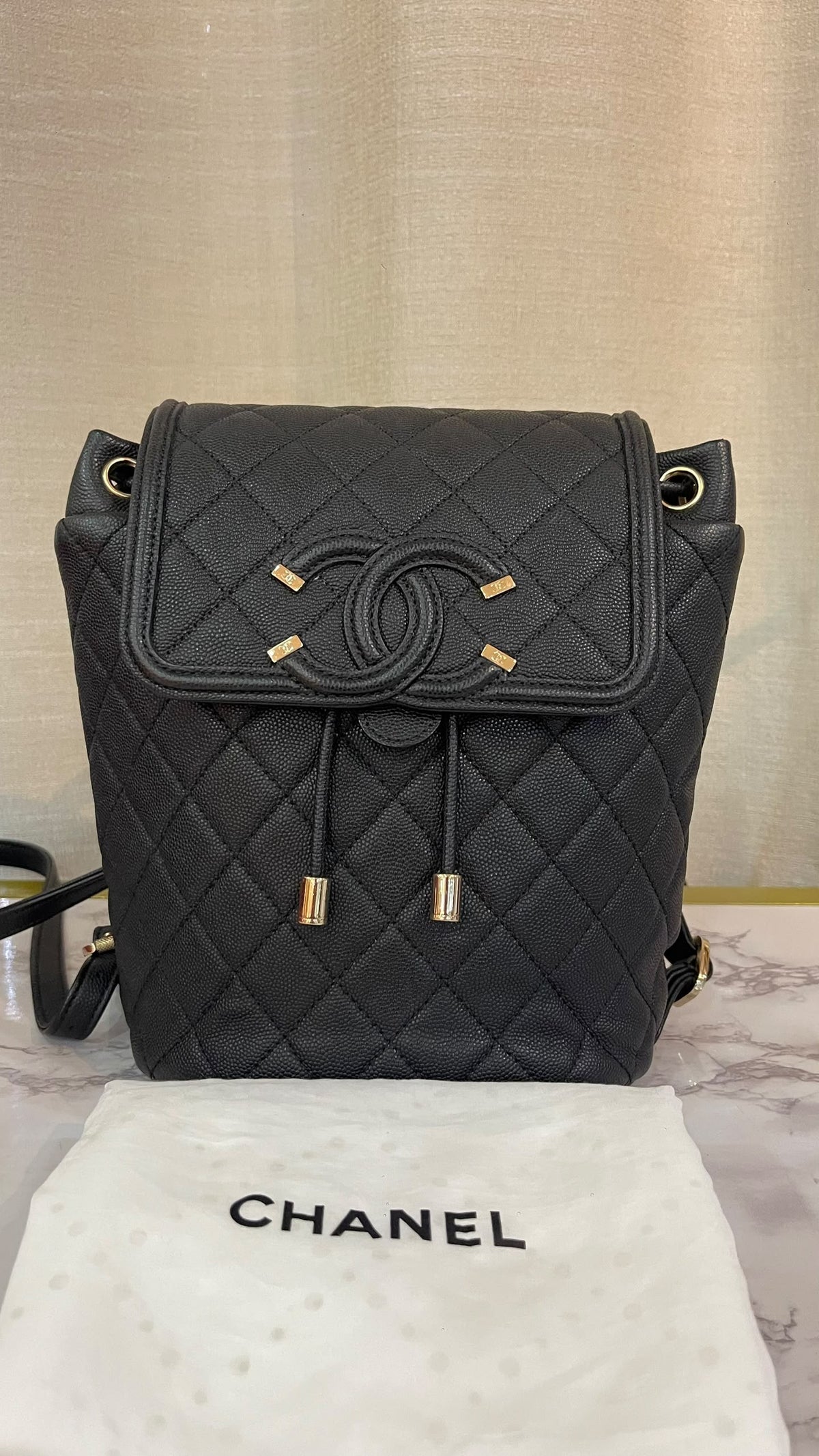 Chanel PRE OWNED Backpack Filigree Caviar