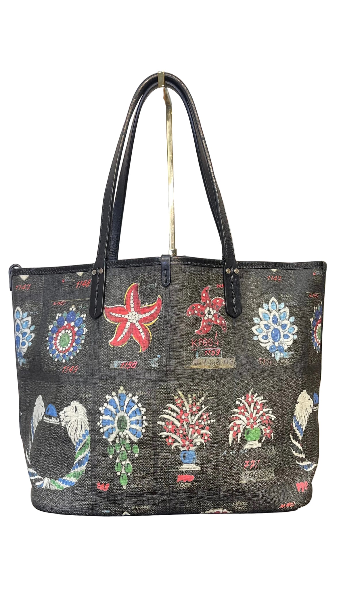 Bvlgari PRE OWNED Cabochon Jewel Print Tote Bag Black